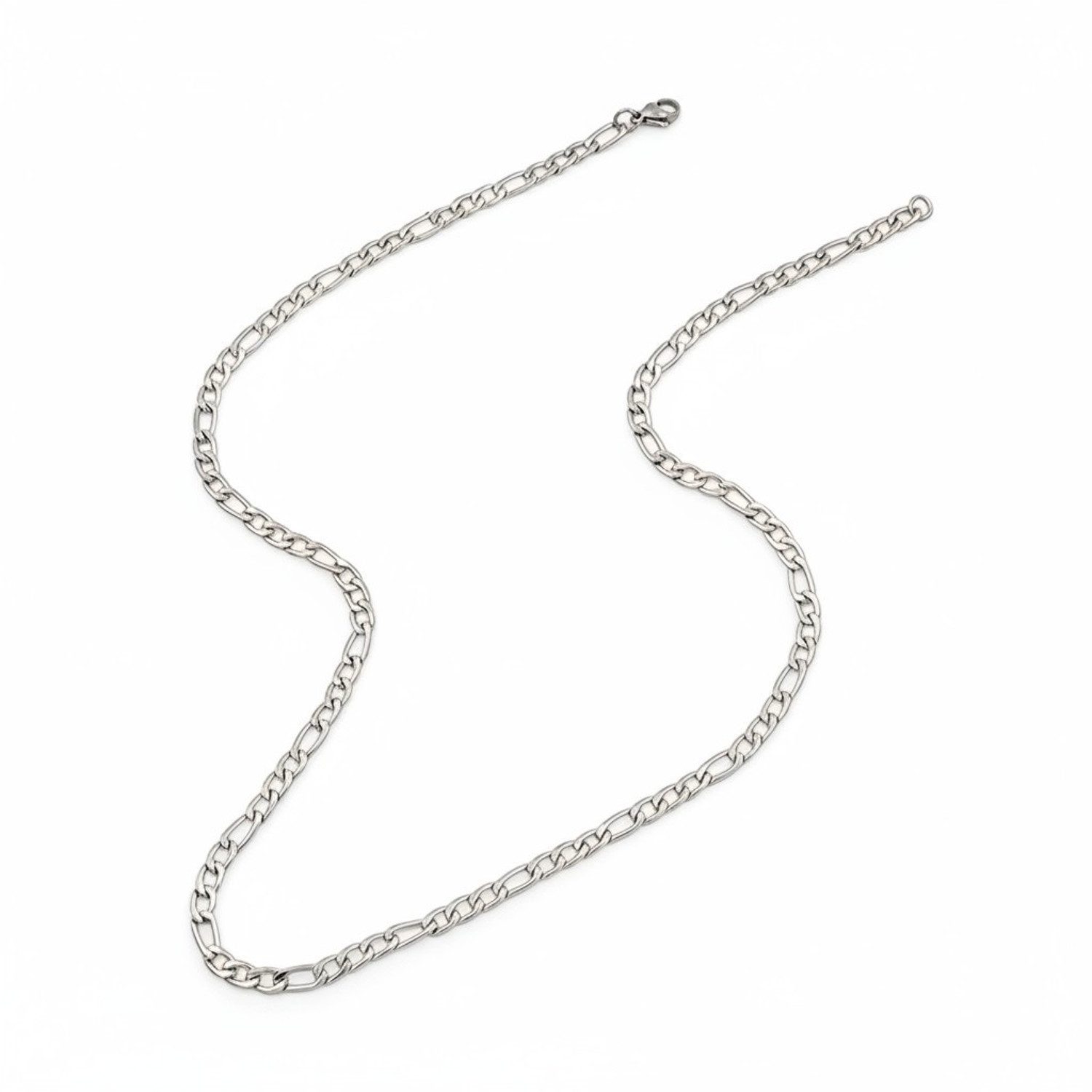 KARMA Kette ohne Anhänger Figarokette Halskette Silber Herren Edelstahl 50 cm (rostfrei pflegeleicht, 1-tlg., wasserfest und hypoallergen modern), Edelstahlkette Herren Geschenk für Ihn