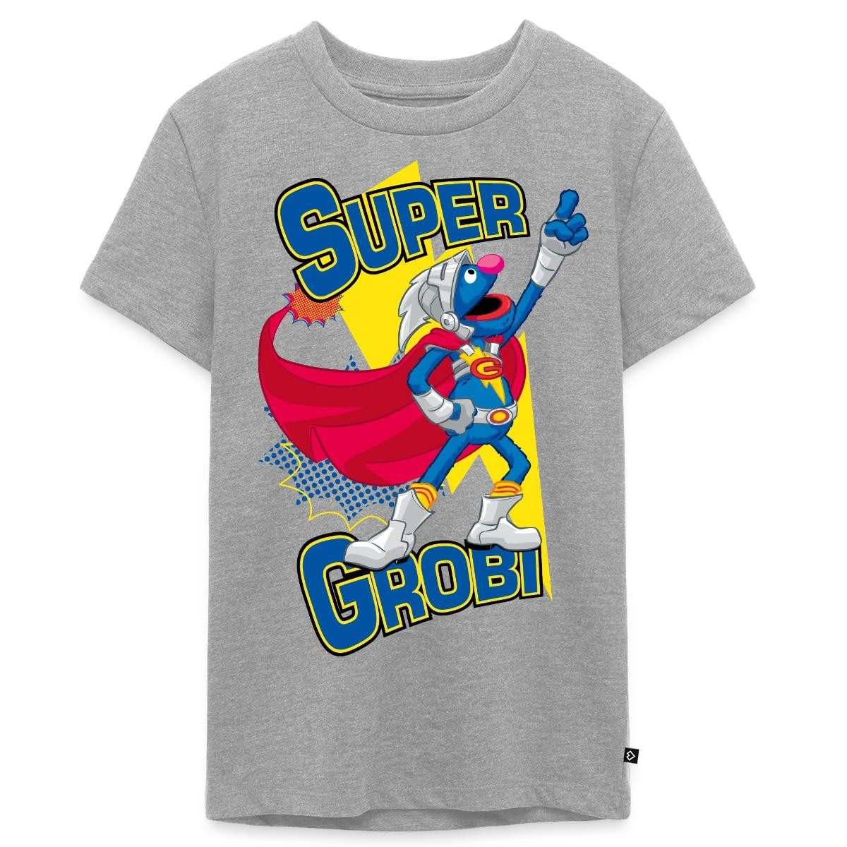 Spreadshirt T-Shirt Sesamstraße Grobi Supergrobi Superheld Teenager Premium T-Shirt (1-tlg) Normaler Schnitt für optimale Passform
