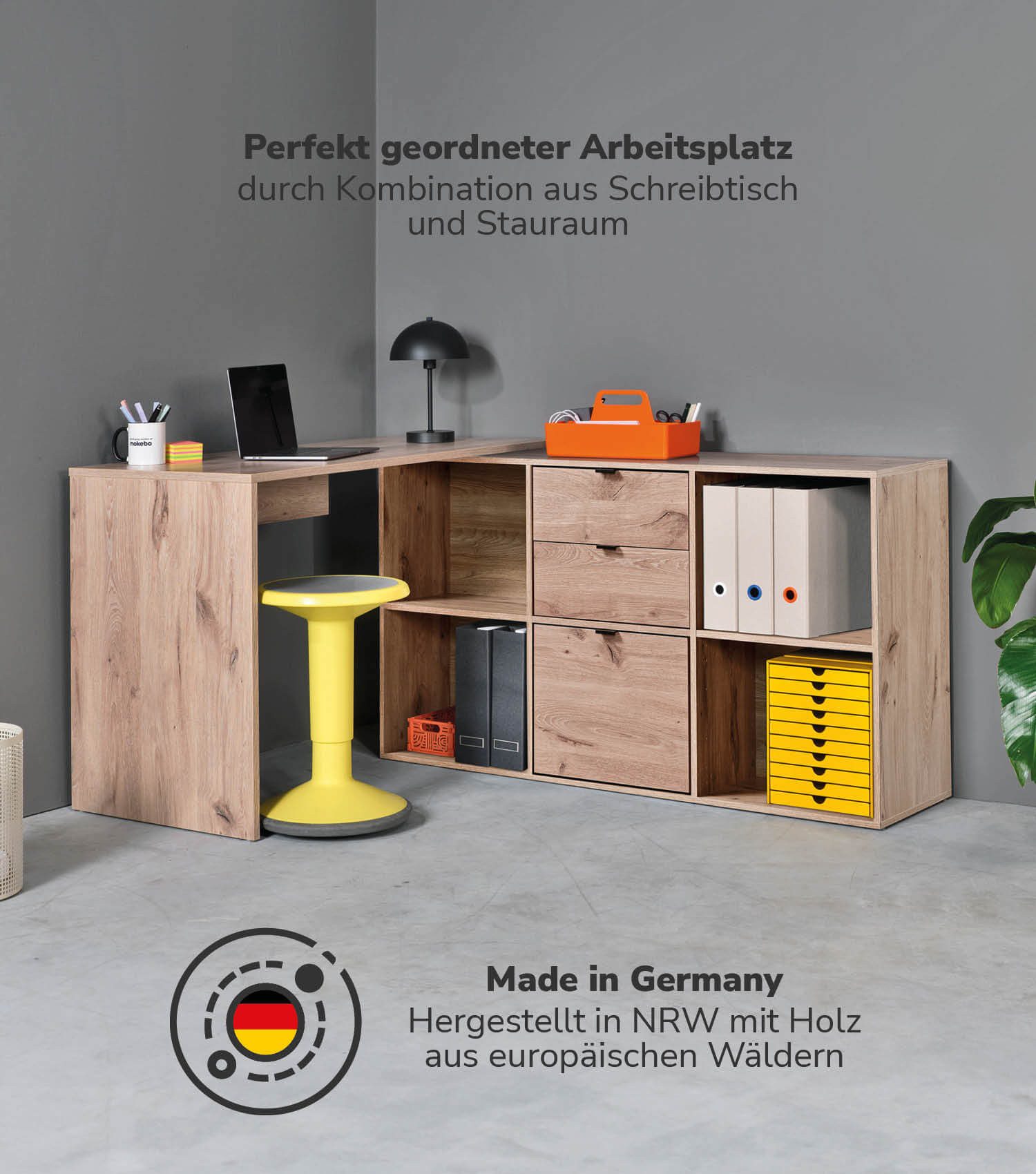 mokebo Eckschreibtisch Der Produktive (mit 2 günstig online kaufen