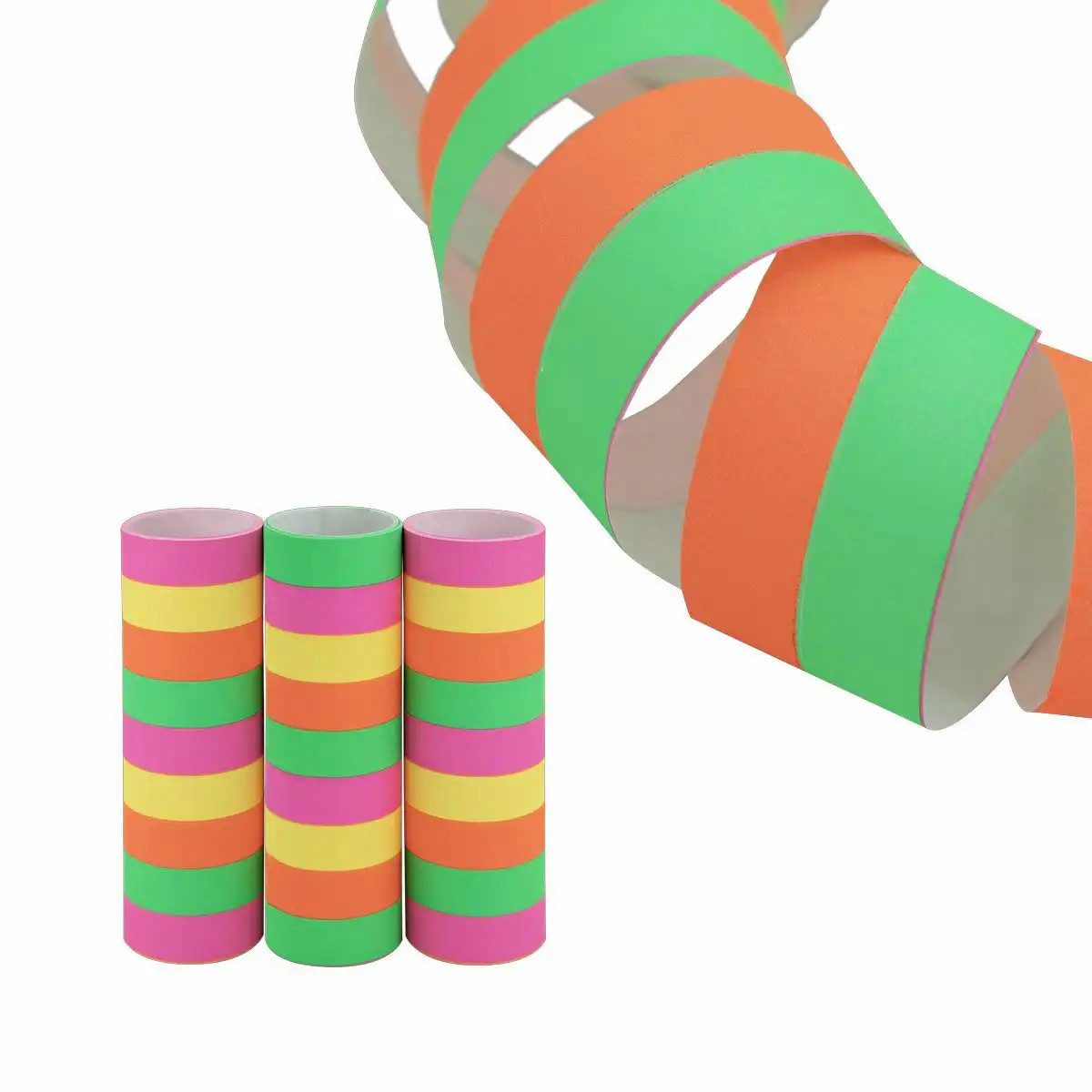 Idena Girlande Idena Luftschlangen Neon 3er Set – je 4 m, 9 Abrisse