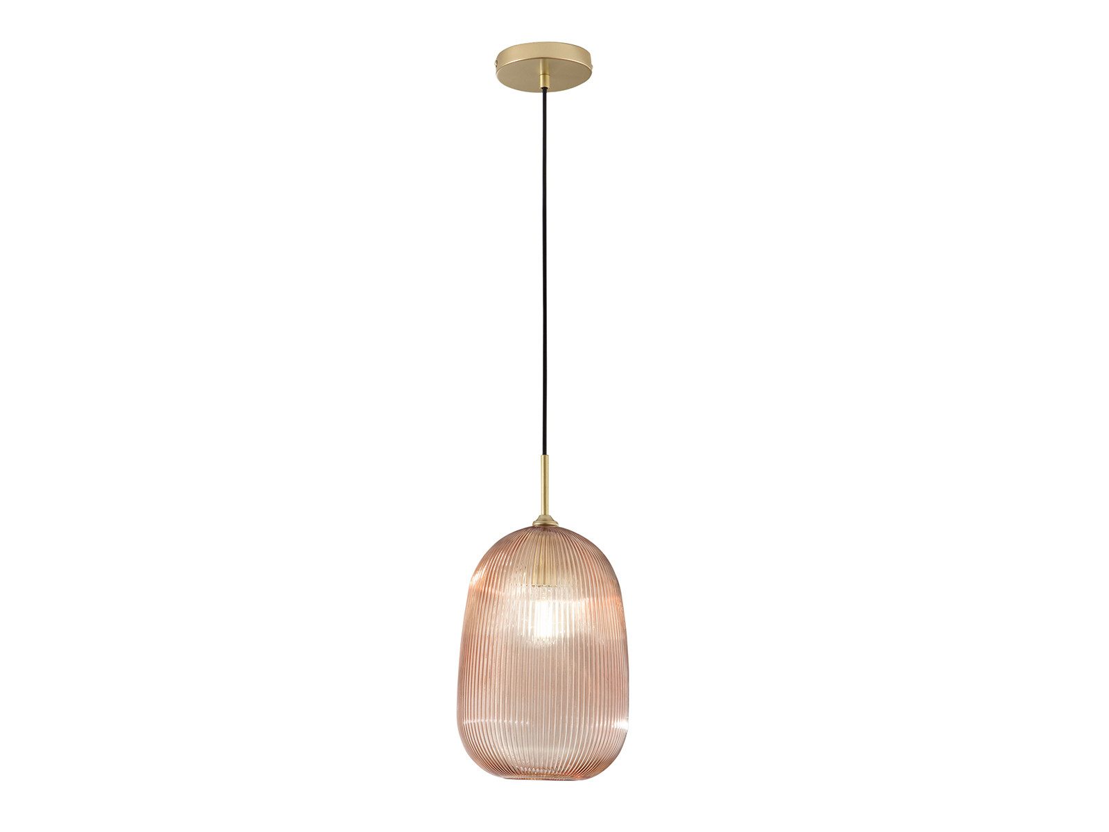 Luce Ambiente Design LED Pendelleuchte mit Rillenglas Lampenschirm Ø 21cm, Leuchtmittel dimmbar, LED wechselbar, Warmweiß, Retro Hängelampe einflammig 70er Style hängend für Esstisch-Lampe