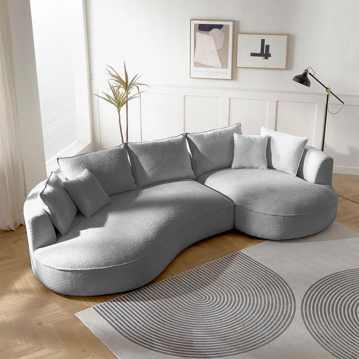 Skye Decor Ecksofa, Großes L Sofa mit Bouclé-Bezug – 30 DNS Schaum, pflegeleicht