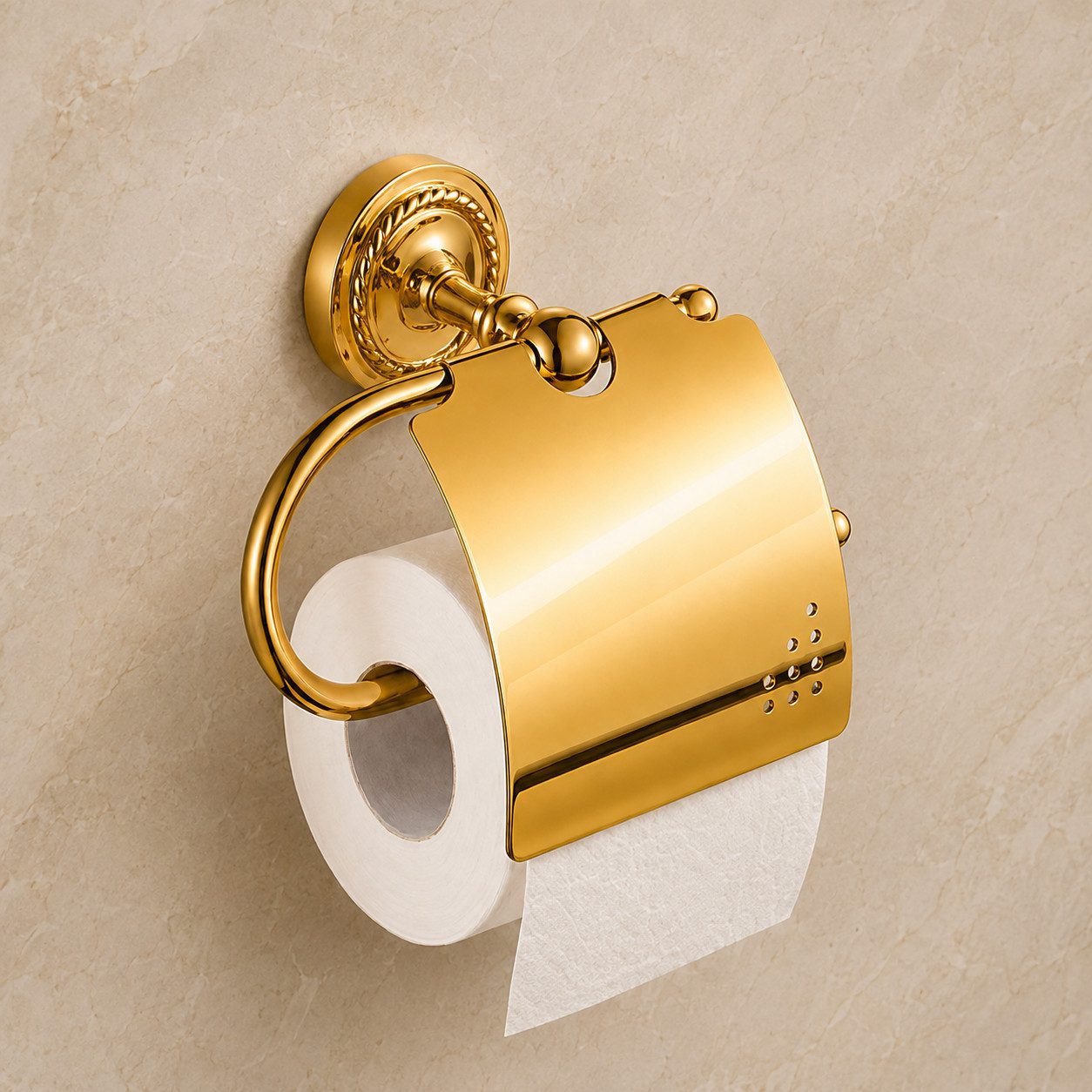 Belle Arti Toilettenpapierhalter Toilettenpapierhalter Messing Verona (Esclusivo & Verona Glanz poliert), WC-Rollenhalter Klopapierhalter Wandmontage Klopapier Halter gold