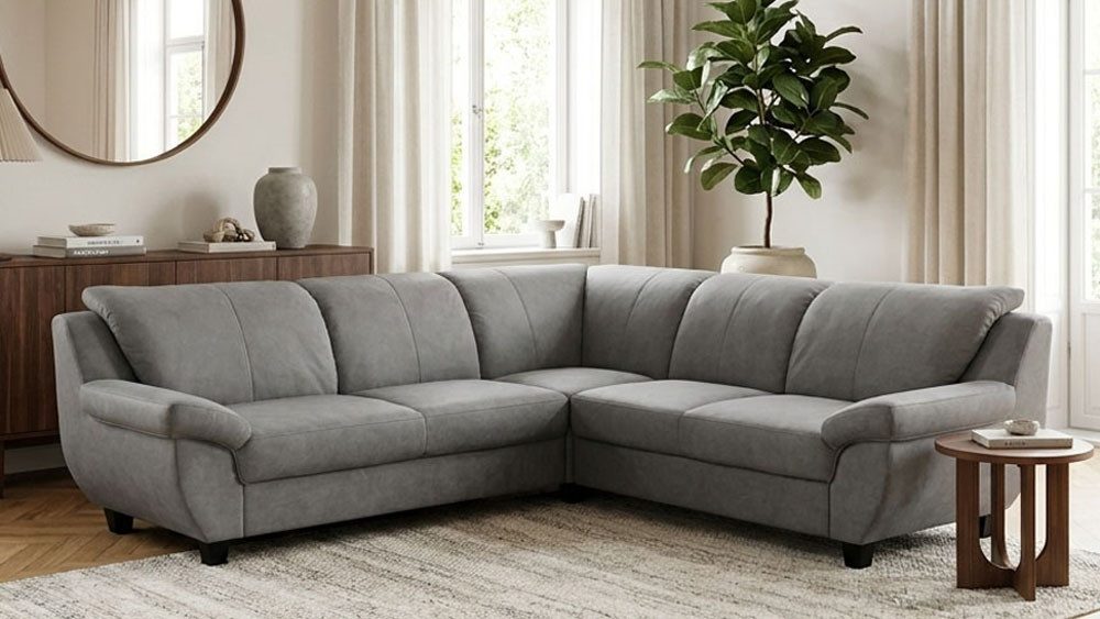 OTTO home Ecksofa Sillkeborg 251 x 251 cm, formschönes Sofa mit dunklen Füßen, aus haustierfreundlichem Pet Friendly Bezug