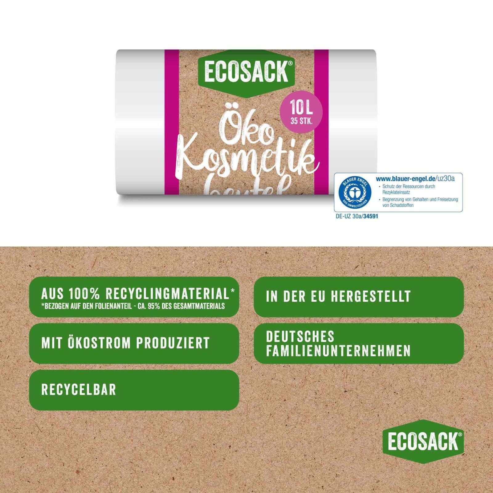 ECOSACK Müllbeutel Öko Müllbeutel - recycelte Folien - 10 Liter 200 Stück Mülltüten weiß, Zubehör für Mülleimer bis 10 Liter