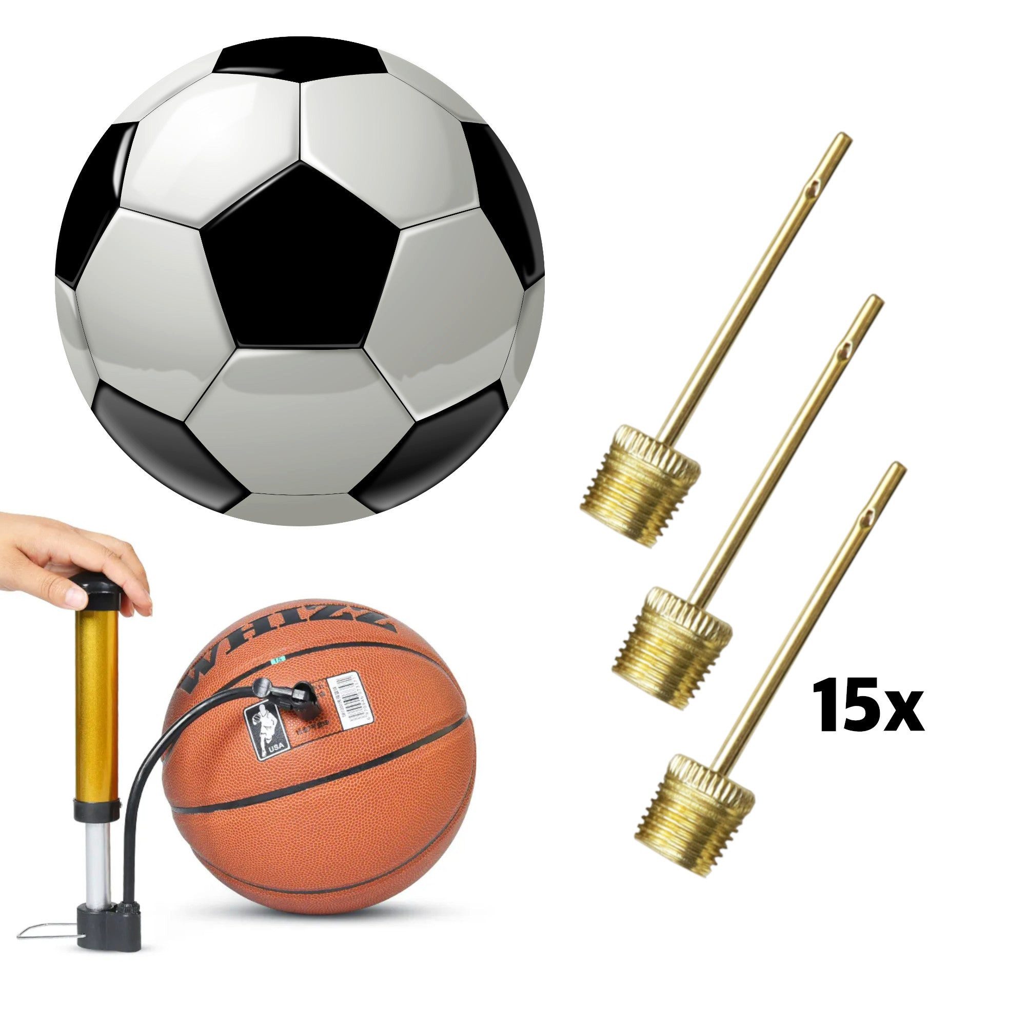 Active Peak Luftpumpe 15 Stück Profi Ballnadeln Ballpumpe Zubehör (15-tlg., Luftpumpen-Nadeln), Ventilnadel für Fußball Basketball Volleyball Handball