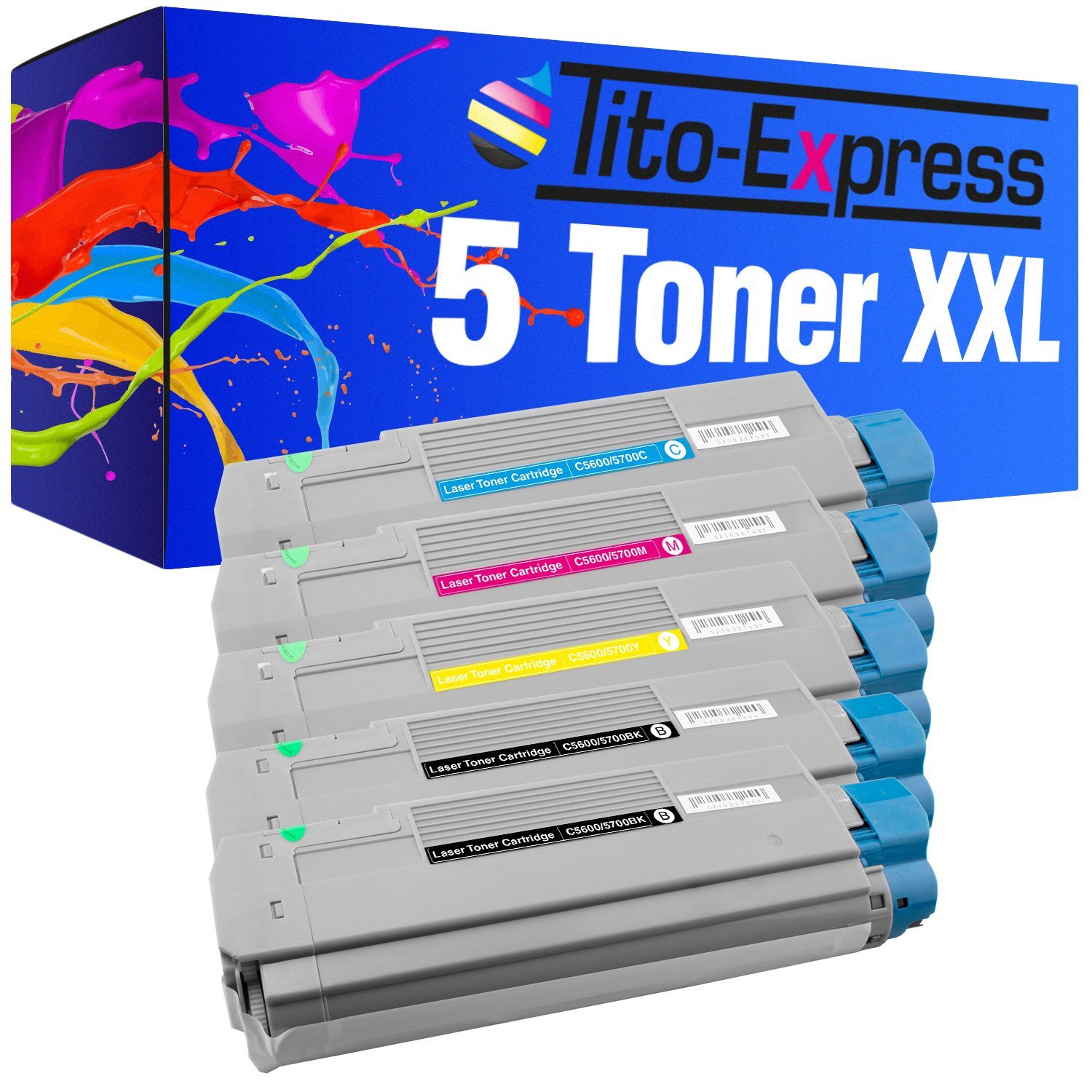 Tito-Express Tonerpatrone 5er Set ersetzt Oki C 5600 Oki C-5600 OkiC5600, für C-5600 C-5600DN C-5600N C-5700 C-5700DN C-5700N