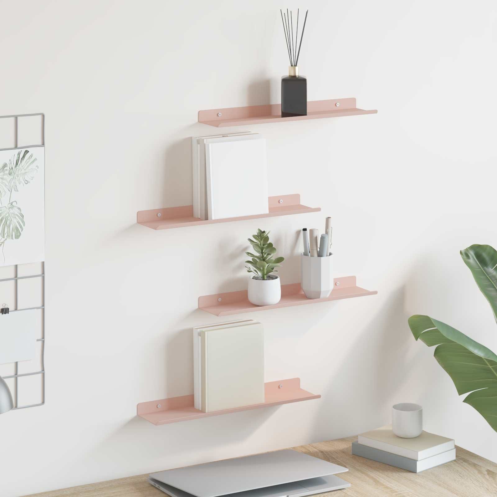 vidaXL Regal Schwebendes Regal 4 stk. Rosa 40 x 8,5 x 2,5 cm Stahl, 4-tlg.