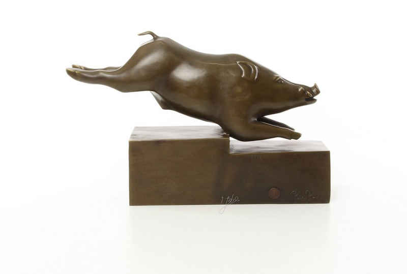 Moritz Skulptur »Art Deco Wildschwein Schwein«, Bronzefiguren Bronze Skulptur Figur Kunstwerk Dekoration Statue Gartenfigur Dekofigur