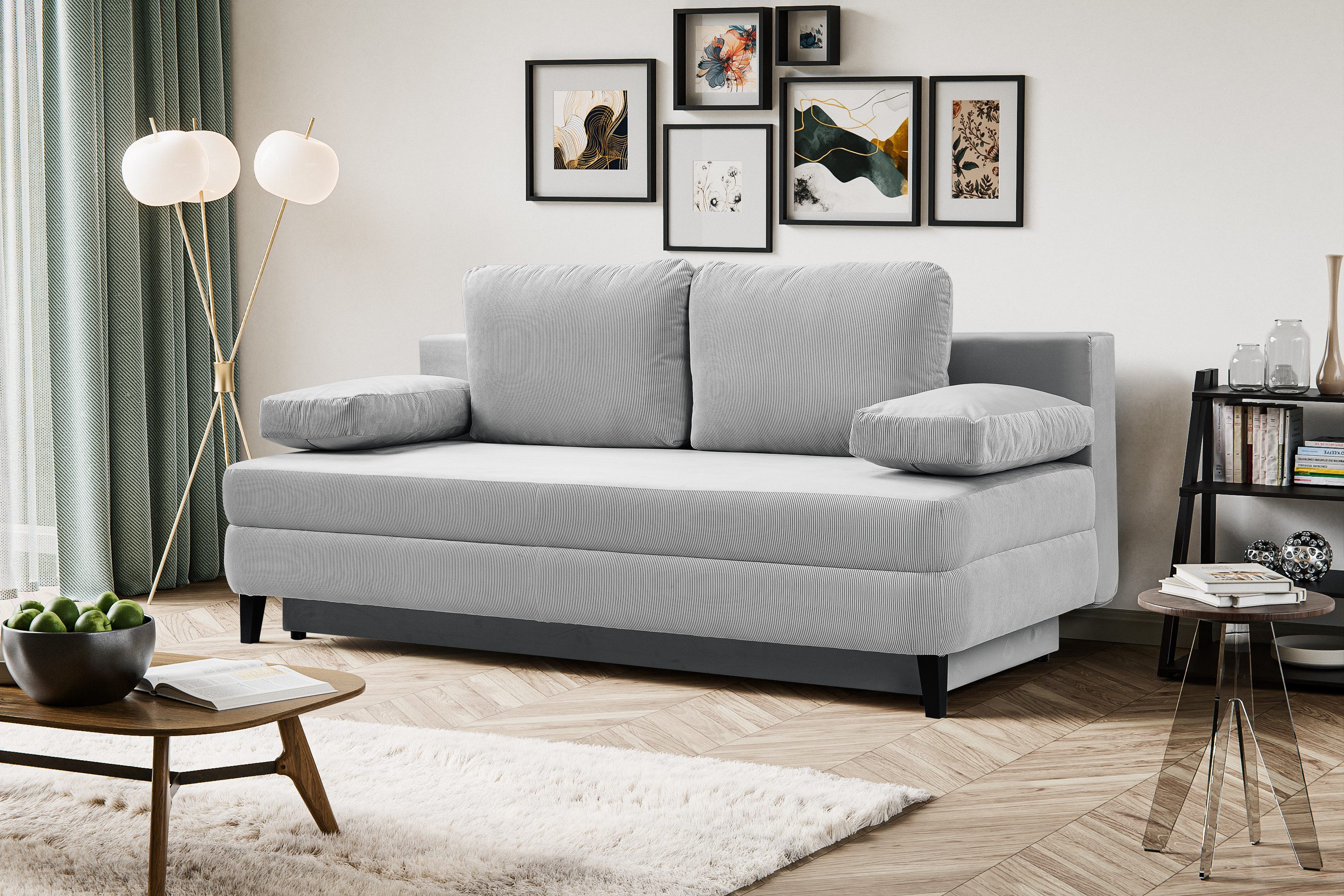 furnling Schlafsofa Sorell, inkl. 2 Armlehnenkissen und Rückenkissen, 2,5-Sitzer mit Schlaffunktion für 2 Personen, aus Cordstoff