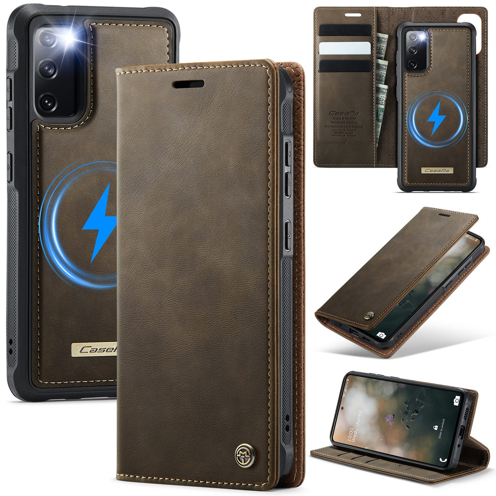 Mycotech Handyhülle Premium 2in1 Klapphülle für Samsung mit abnehmbarem Case Retro Leder