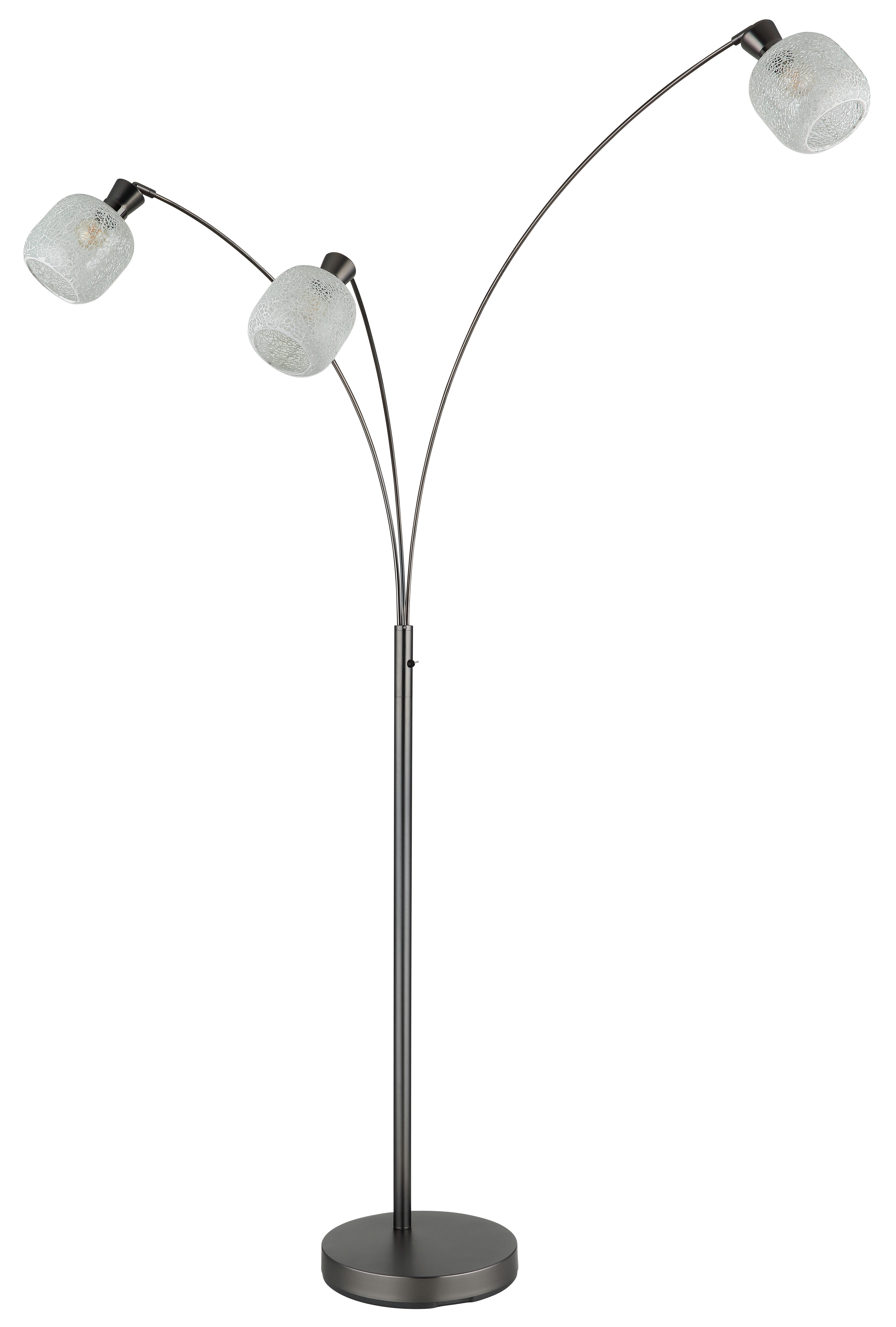 GLOBO LIGHTING Stehlampe BROKANA, Leuchtmittel wechselbar, Schwarz-chrome Stehleuchte mit Mosaikglas und Wippschalter