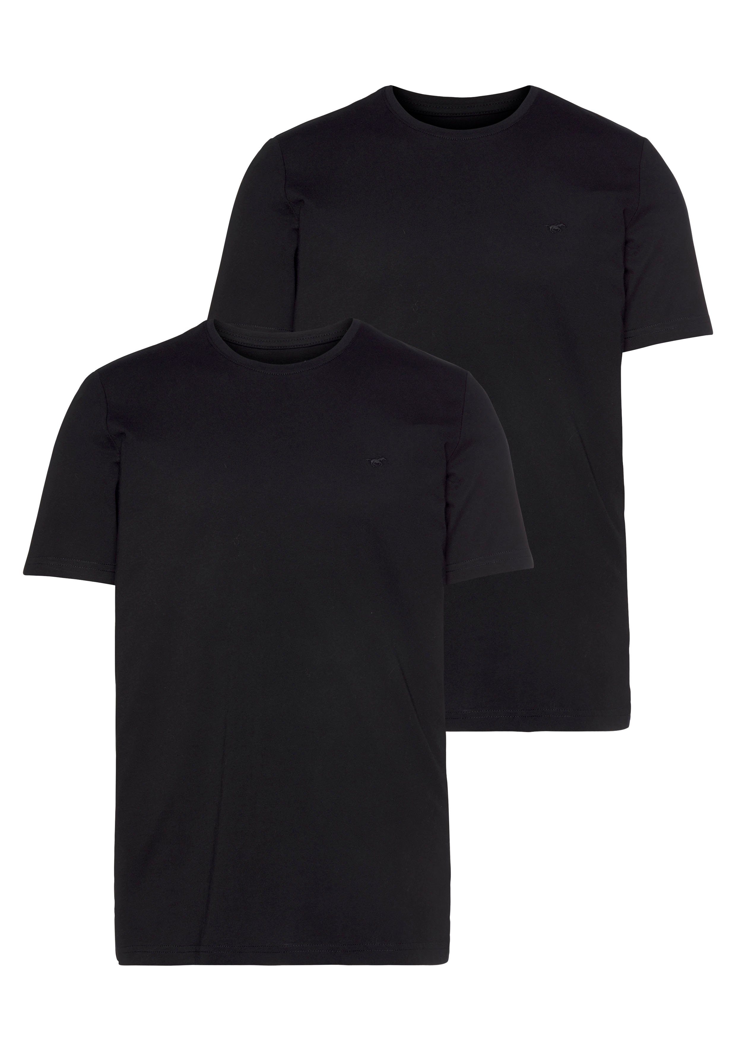 MUSTANG T-Shirt (Packung, 2-tlg) mit schwarz Rundhals