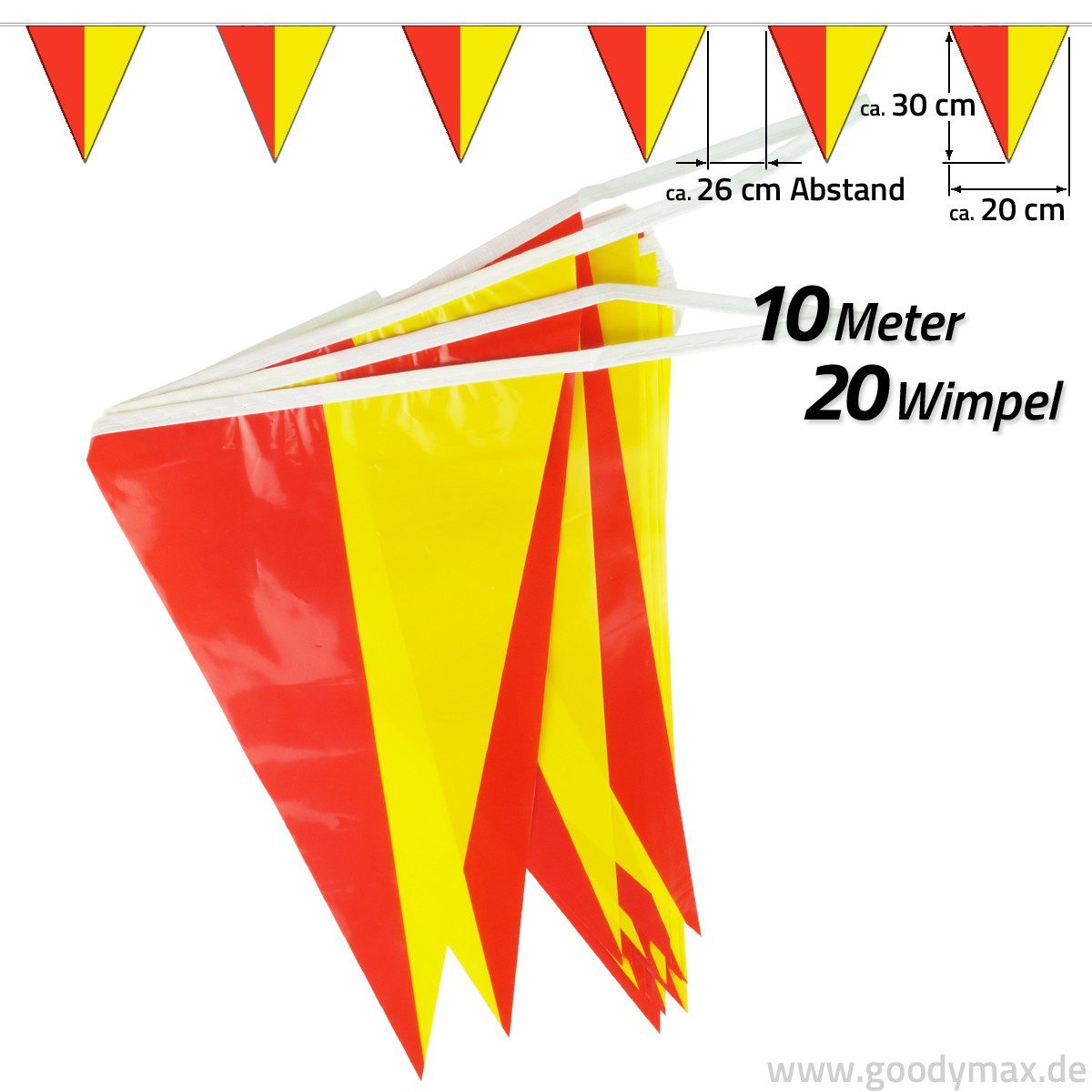 Goodymax Hängedekoration Wimpelkette 10 m DESIGN, 20 Wimpel á 20 x 30 cm
