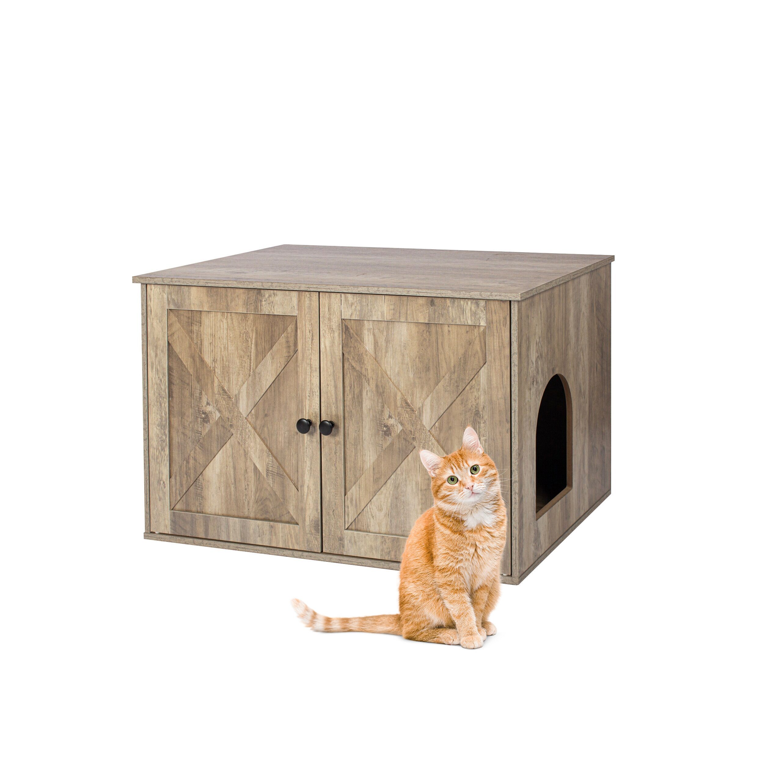 relaxdays Indoorhütte Katzenschrank für Katzenklo, Holzoptik