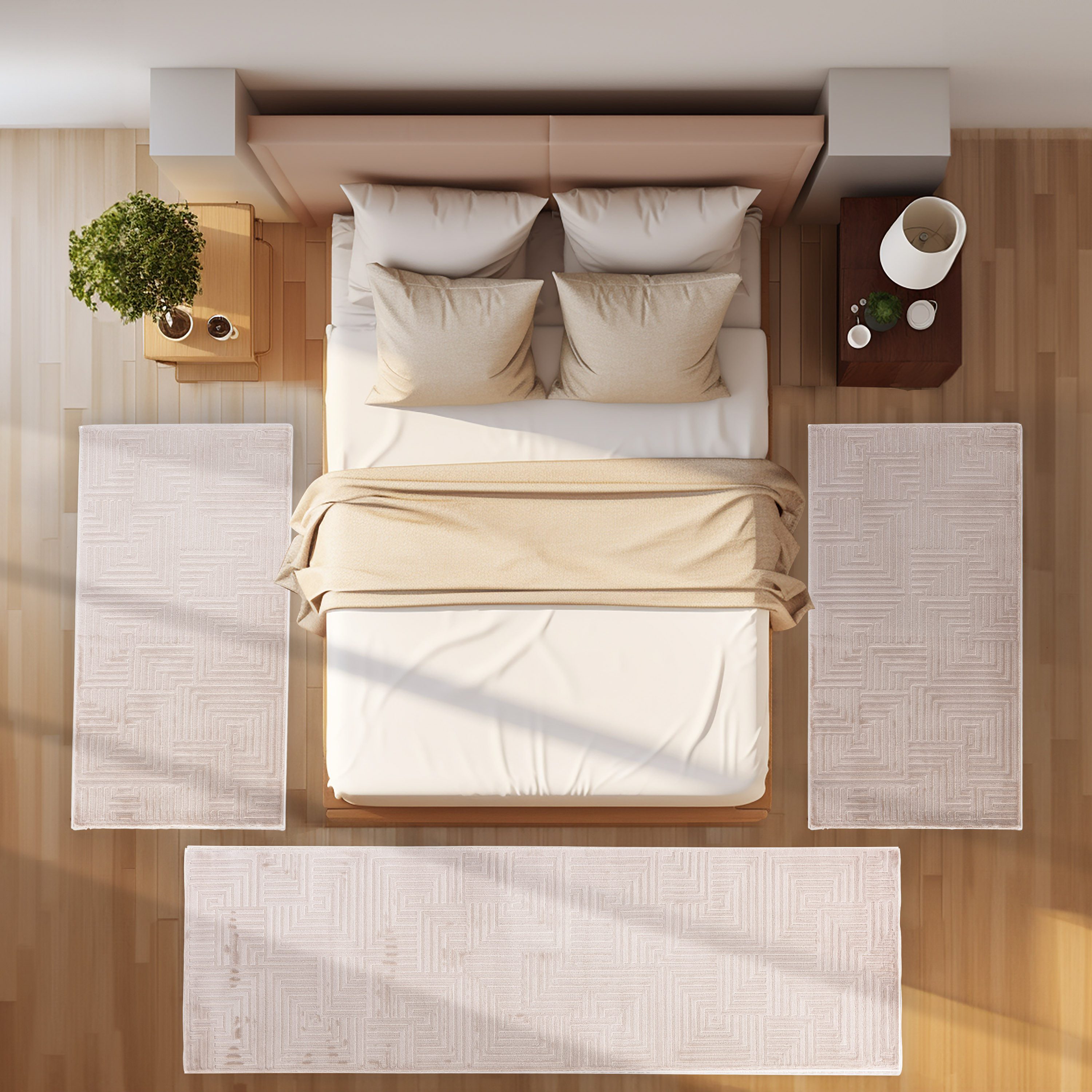 SIMPEX24 Kurzflor-Bettumrandung Geometrisch Design, Höhe 12 mm, (Bett-Set, günstig online kaufen