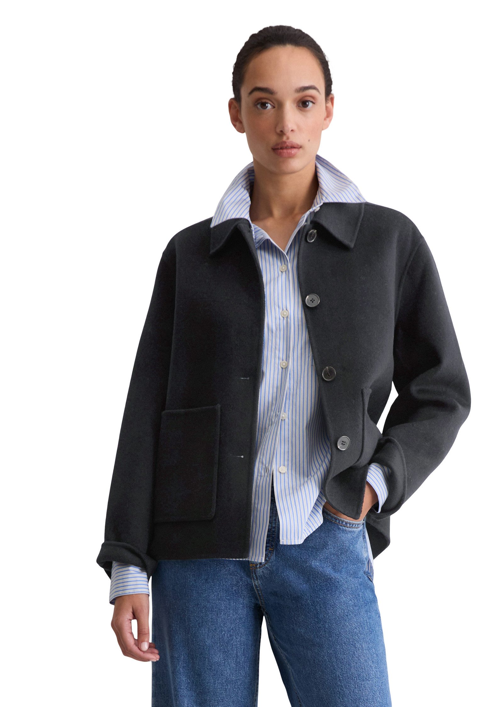 Marc O'Polo Hemdjacke regular fit aus edlem Woll-Doubleface