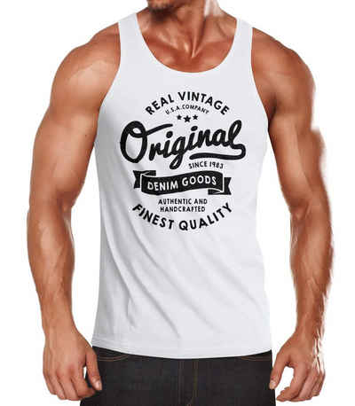 Neverless Tanktop Herren Tank-Top Original Denim Goods Vintage Druck Muskelshirt Muscle Shirt Neverless® mit Print