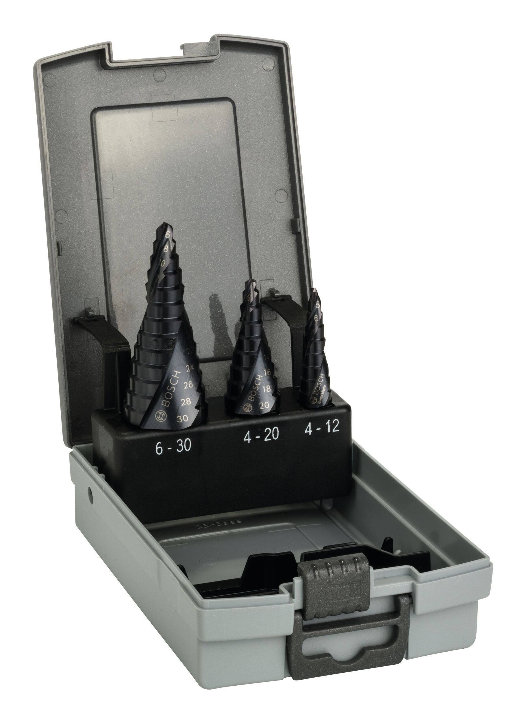 BOSCH Metallbohrer, (3 Teile), HSS-AlTiN Stufenbohrer-Set - 6 - 30 mm, 3-teilig