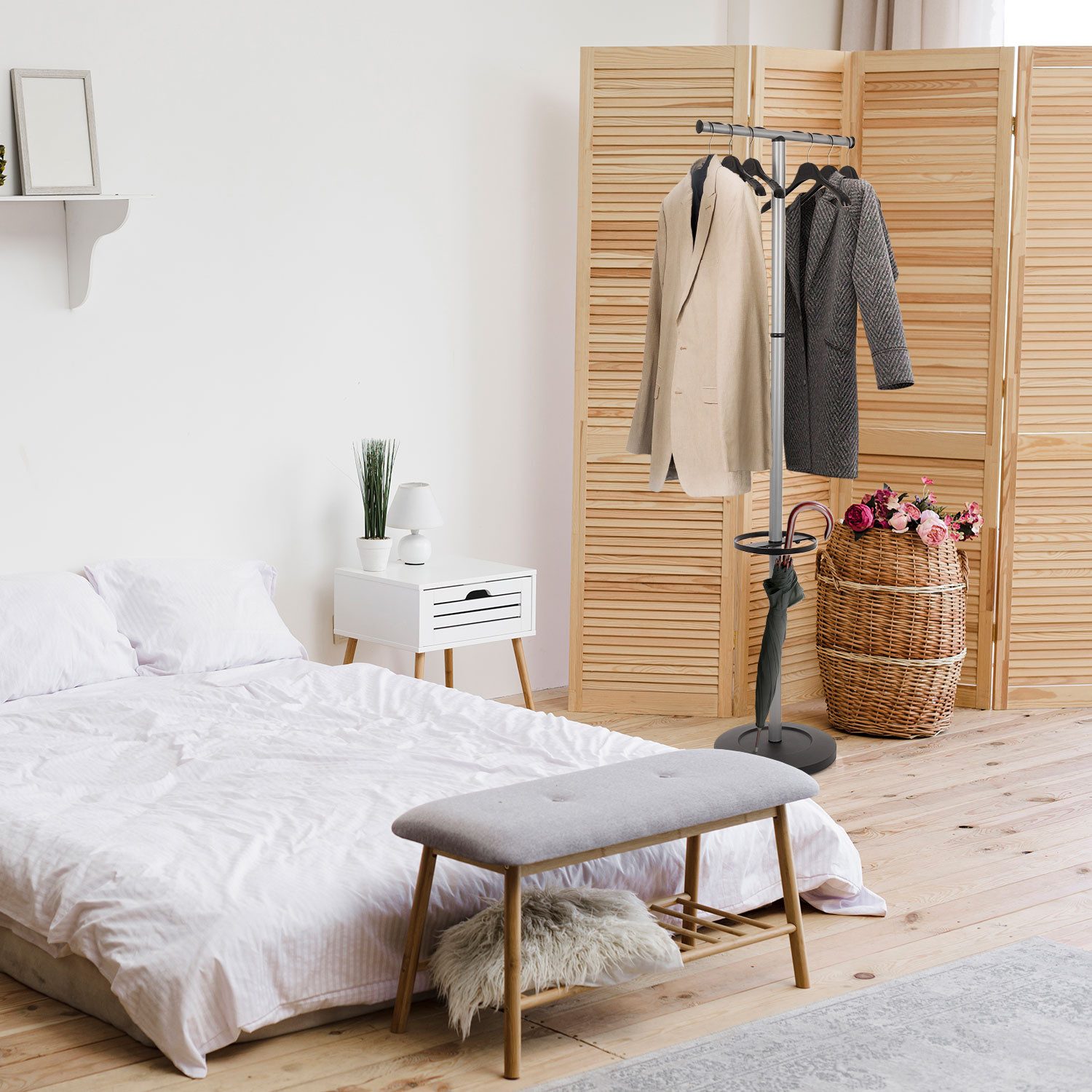 hjh OFFICE Garderobenständer Garderobenständer SPACE I Stahl, Kleiderständer inkl. Kleiderbügel