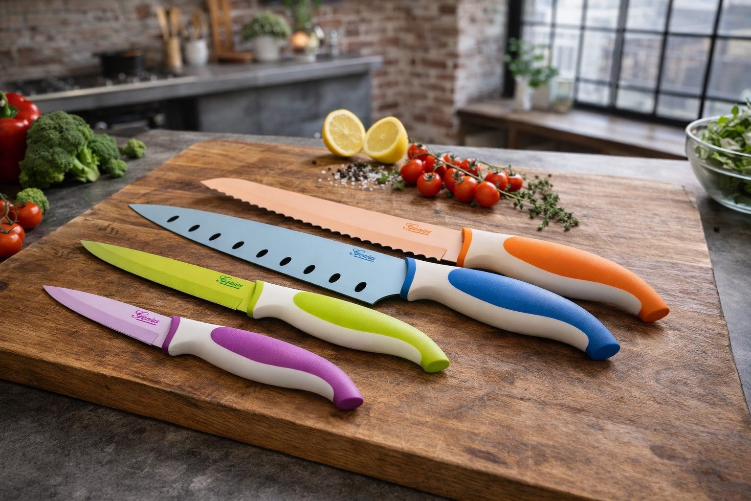 Genius Messer-Set Genius - Profi Messer Set 4-tlg. Küchenmesser Kochmesser (Set bestehend aus 4 Messern)