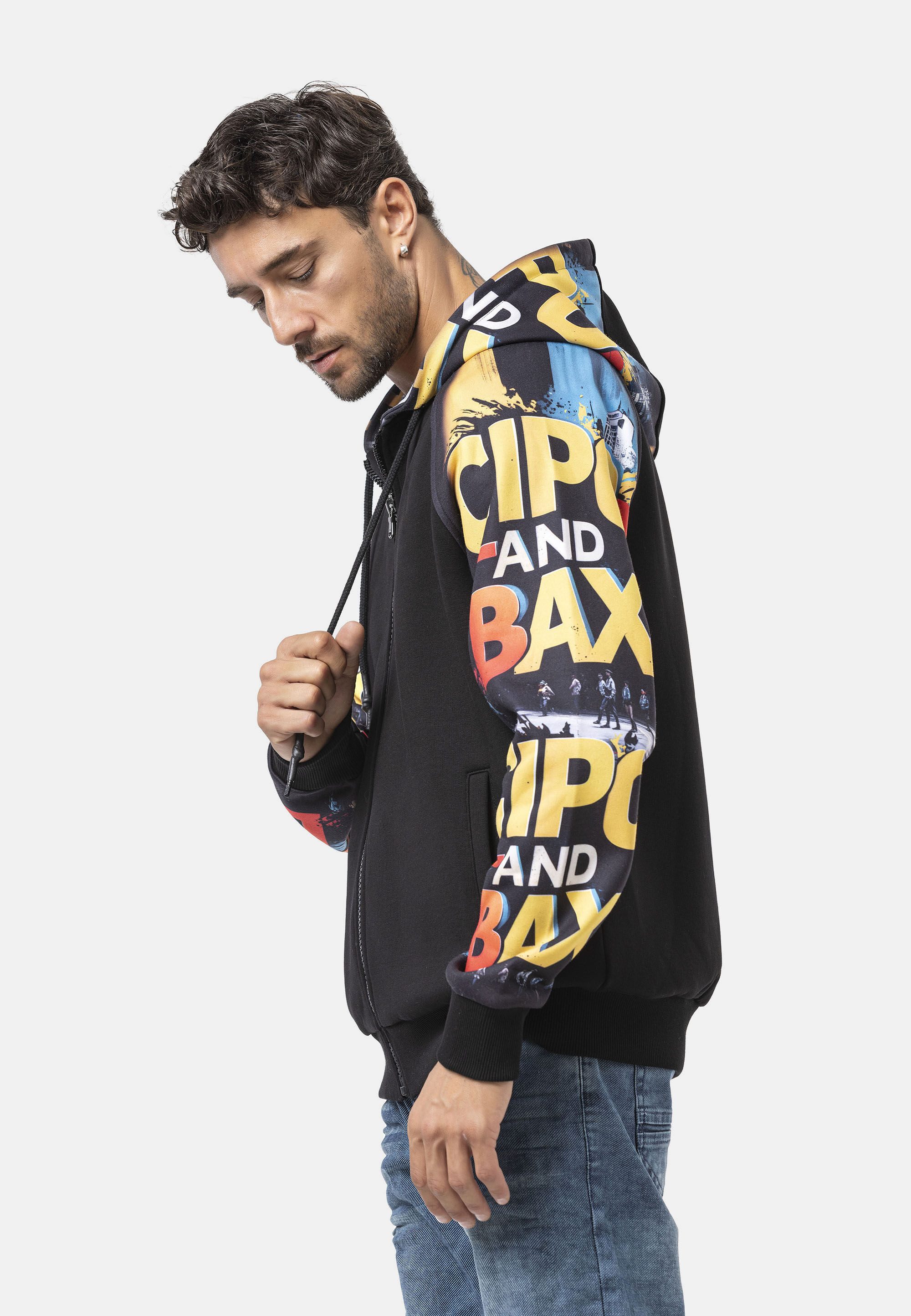 Cipo & Baxx Strickjacke CL589 (1-tlg) mit knalligen Comic-Grafiken auf den Ärmeln