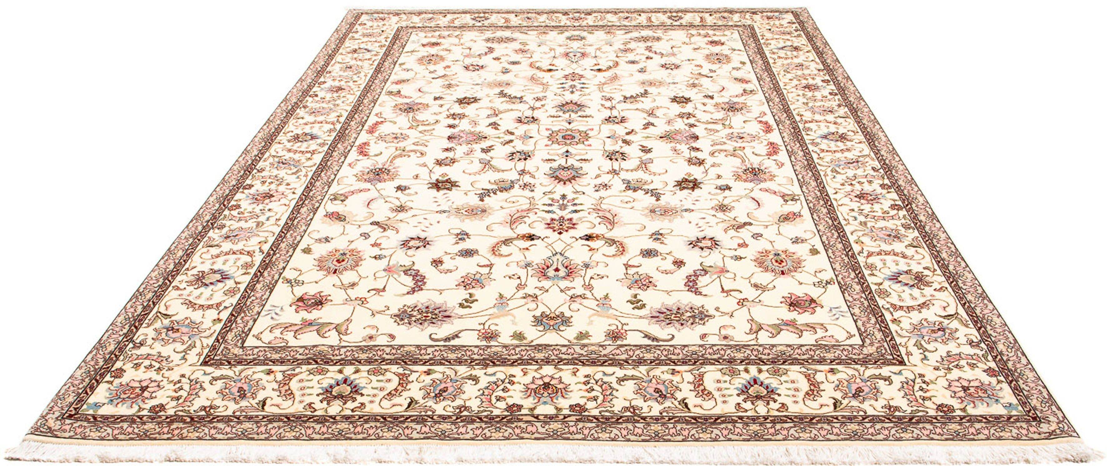 Orientteppich Perser - Täbriz - Royal - 303 x 206 cm - beige, morgenland, rechteckig, Höhe: 7 mm, Wohnzimmer, Handgeknüpft, Einzelstück mit Zertifikat