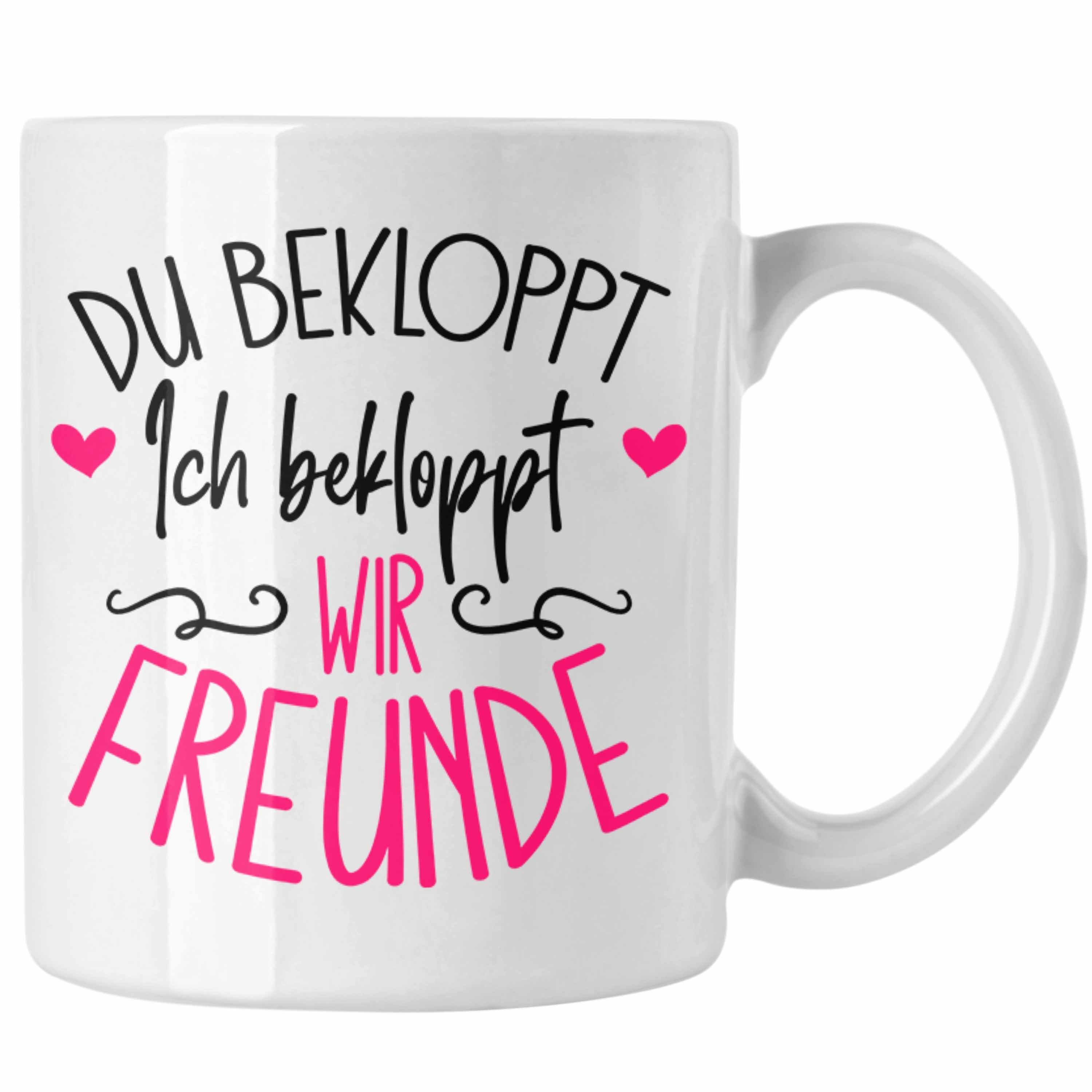 Trendation Tasse Tasse Beste Freunde "Du bekloppt, ich bekloppt, wir sind Freunde" Best Weiss