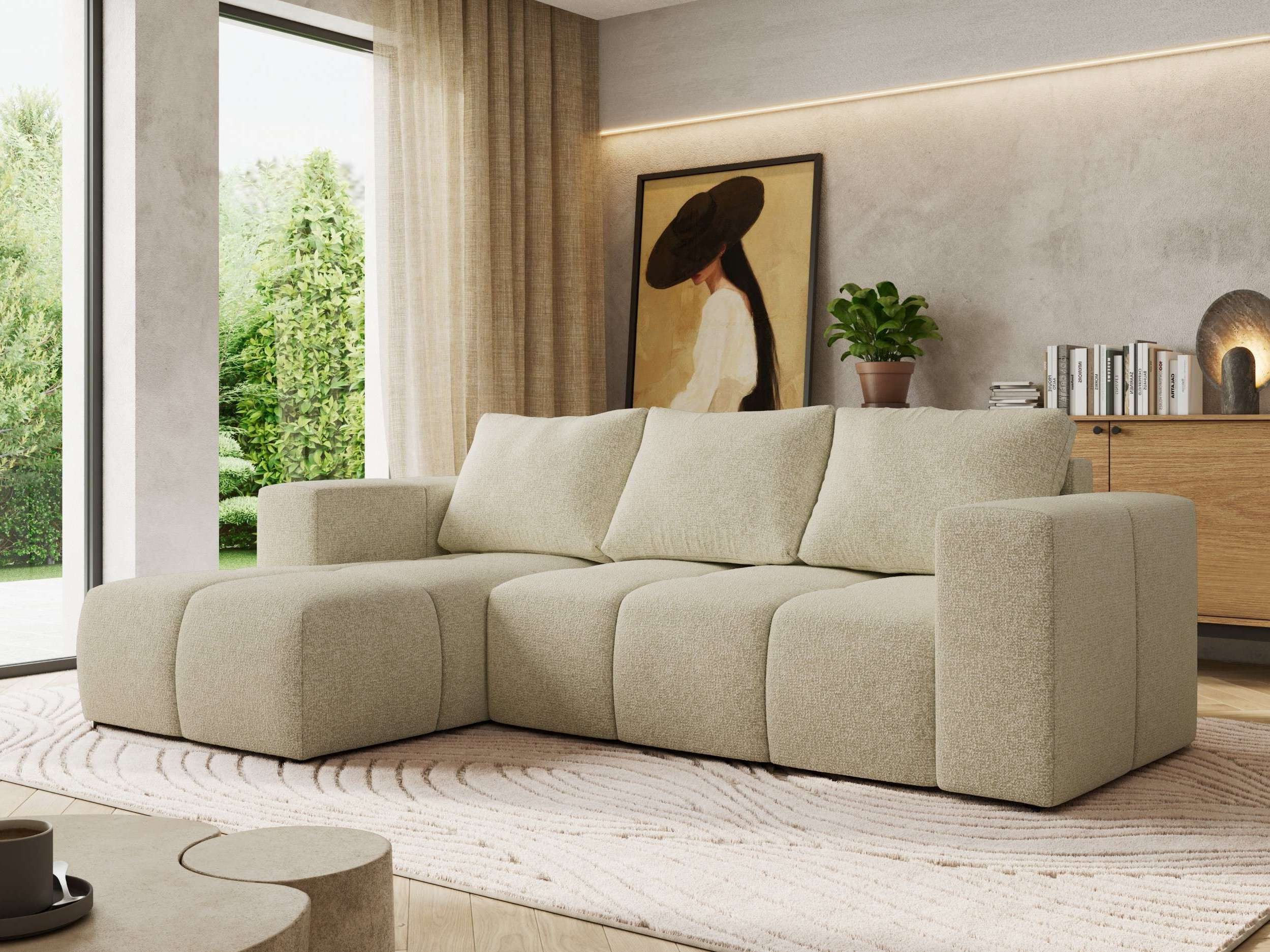 MKS MÖBEL Ecksofa MONIVA, Set, Gepolsterte Eckcouch, Wellenfedern, HR35-Schaum, L-form, Schlaffunktion, Bettkasten