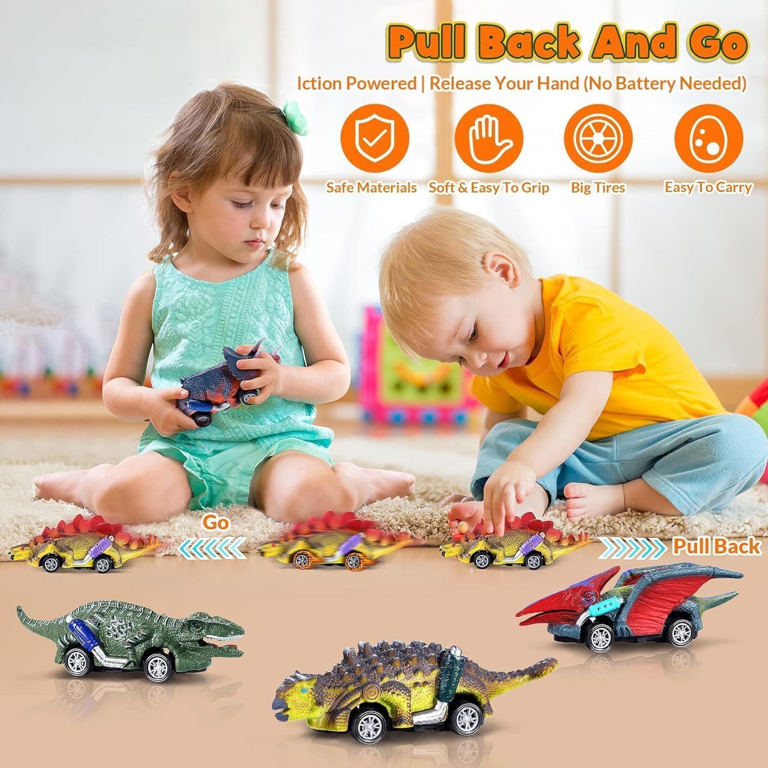 POPOLIC Spielzeug-Auto Dinosaurier Spielzeug, 6Pcs Auto günstig online kaufen
