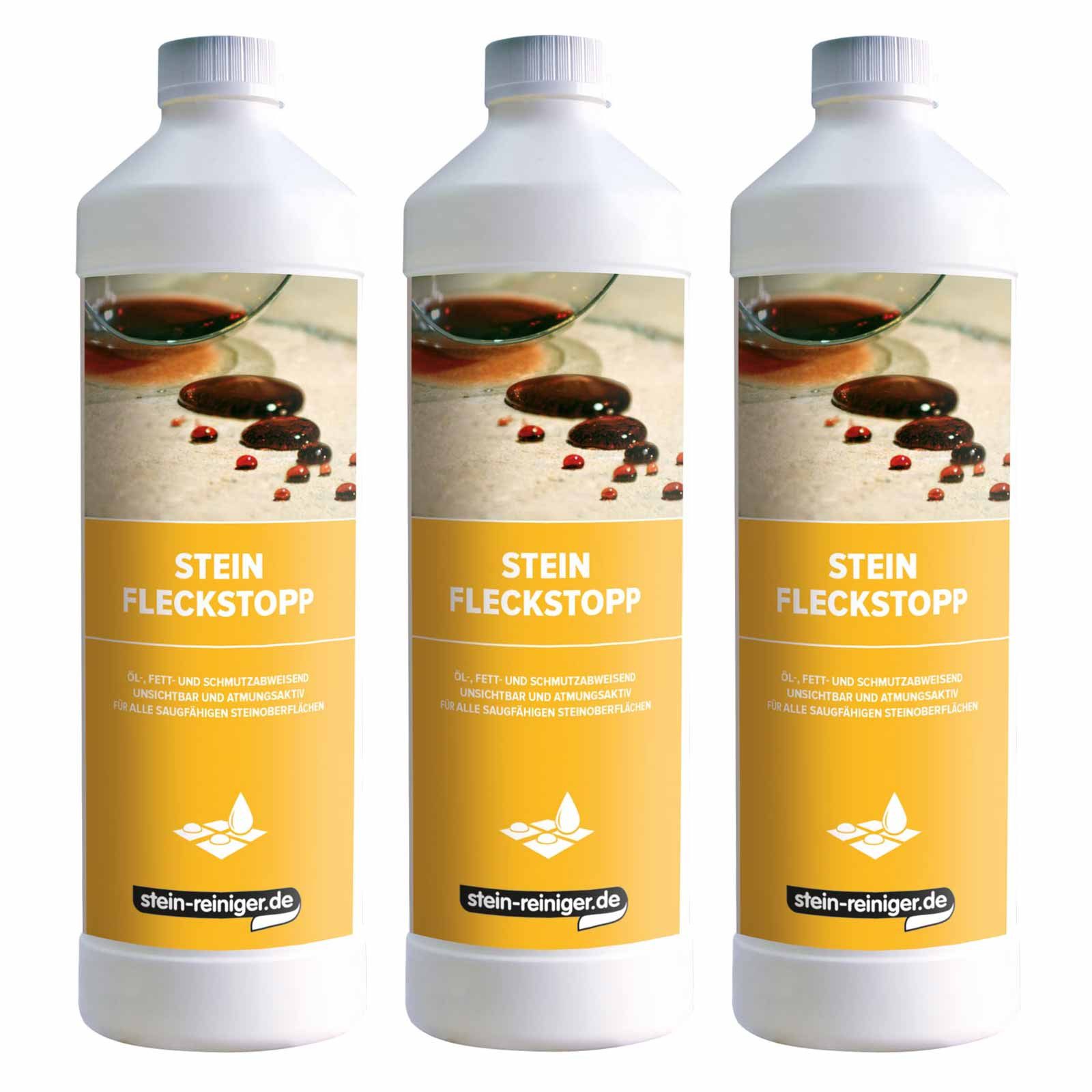 Imprägnierung Stein-Fleckstopp 3x 1Liter, lösemittelfrei, ölabweisend Naturstein-Imprägnierung