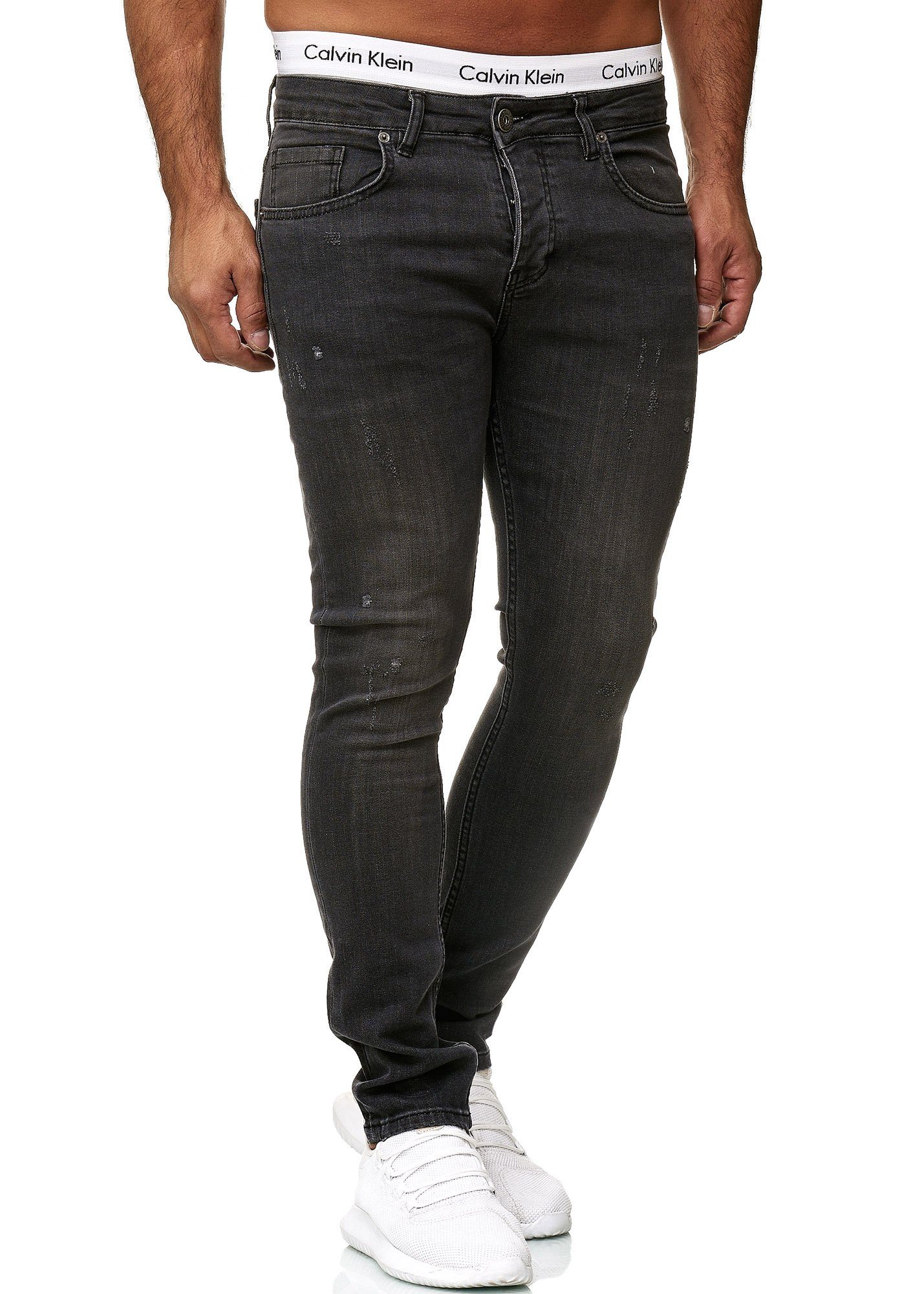 Code47 Skinny-fit-Jeans Code47 Designer Herren Jeans Hose Regular Skinny Grau