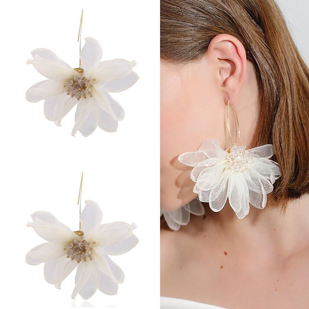 GLAMO Paar Ohrhänger »Frauen große Blütenblatt Tropfen große Ohrringe mit  Floral Quaste«