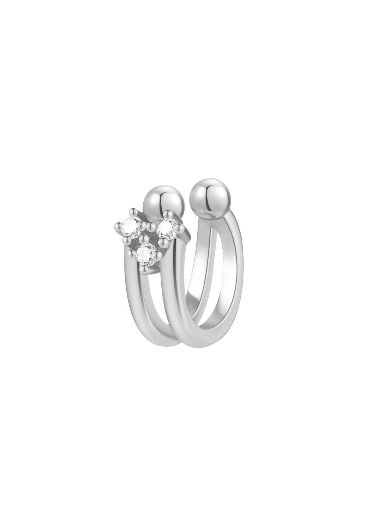 Hey Happiness Ohrklemme Sterne klein, Ear Cuff ohne Loch Damen Silber 925, Silber Ohrring Fake Piercing Zirkonia, 18K Vergoldet