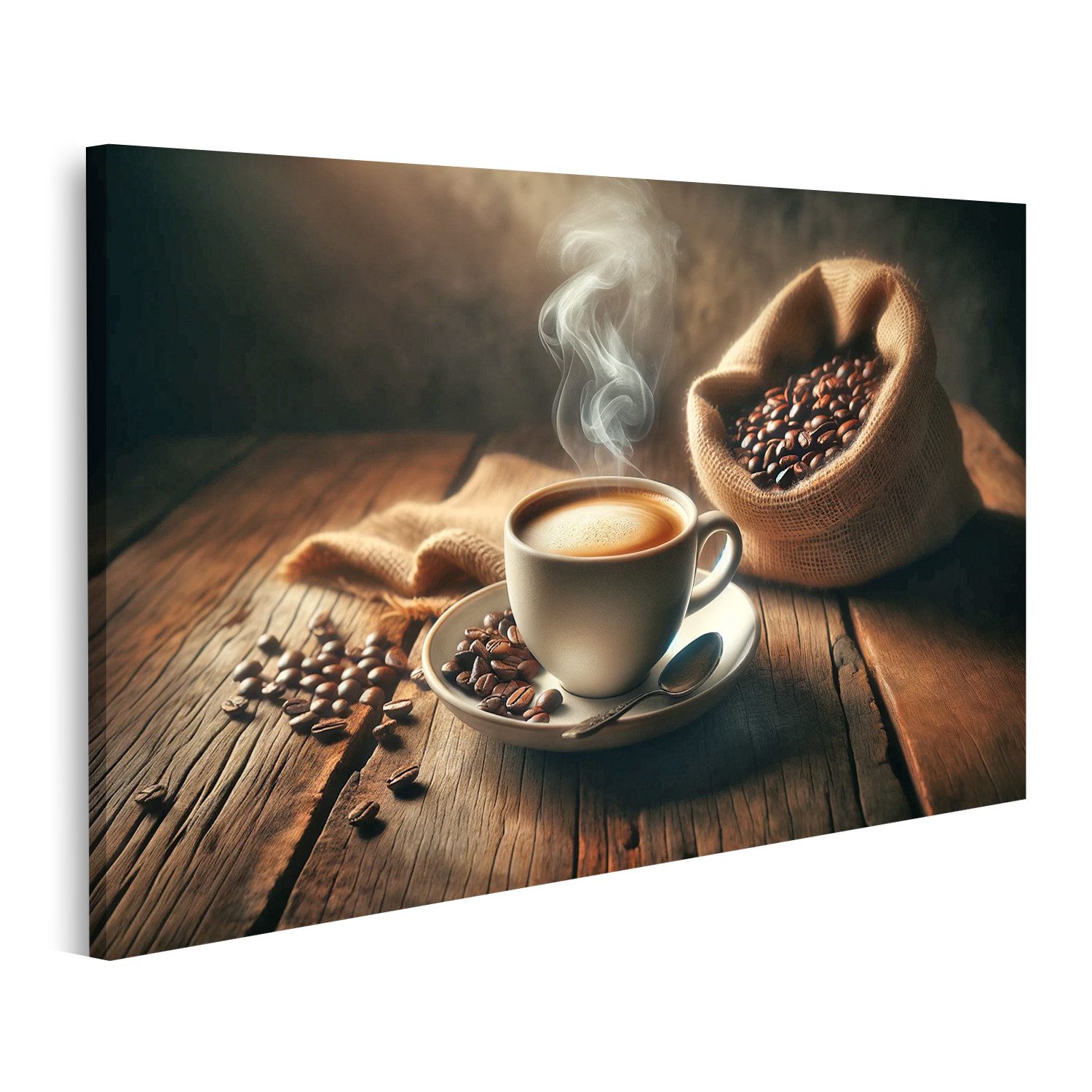 islandburner Leinwandbild Dampfende Kaffee cremige Oberfläche Untersetzer günstig online kaufen
