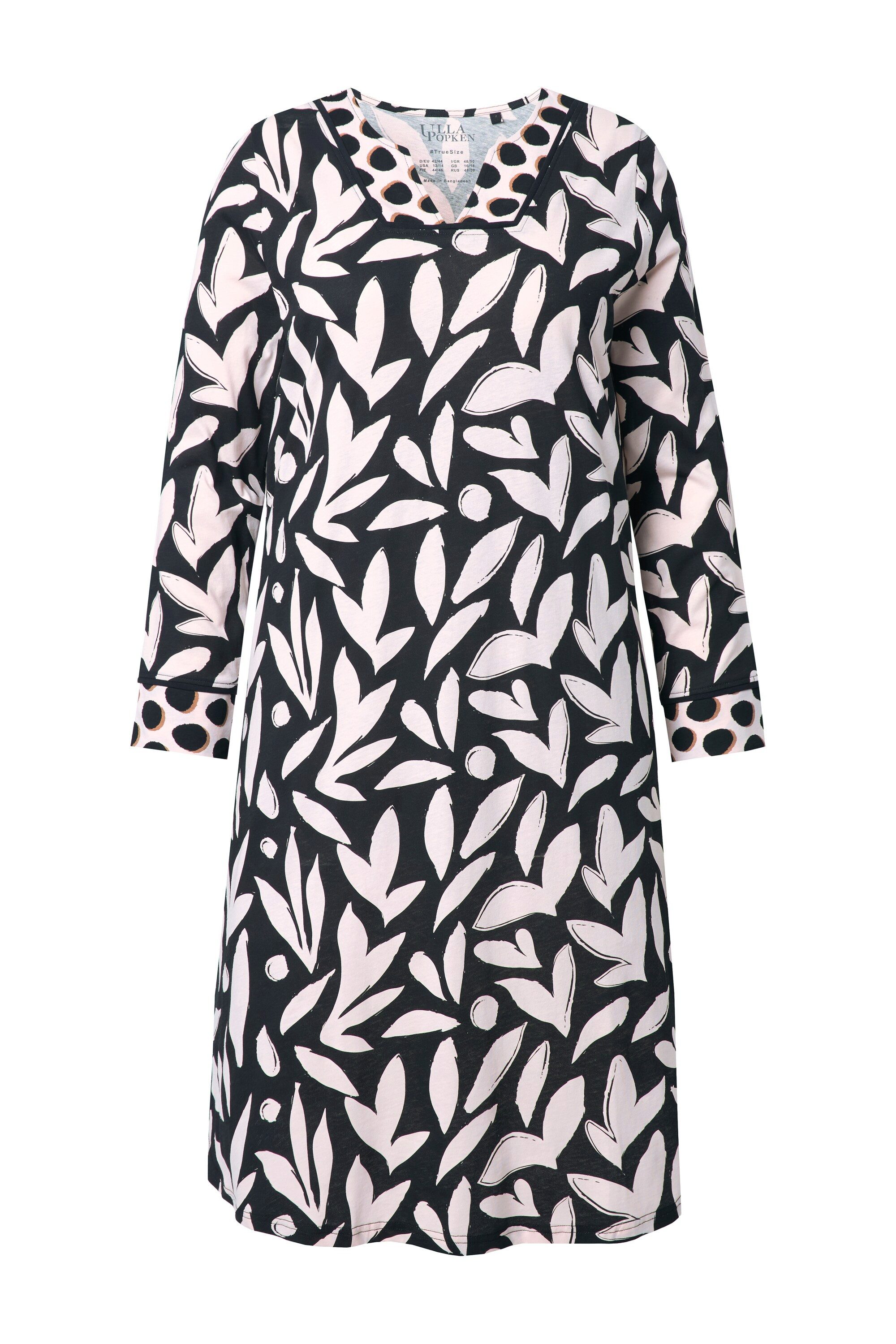 Ulla Popken Nachthemd Nachthemd floraler Druck Tunika-Ausschnitt Langarm günstig online kaufen