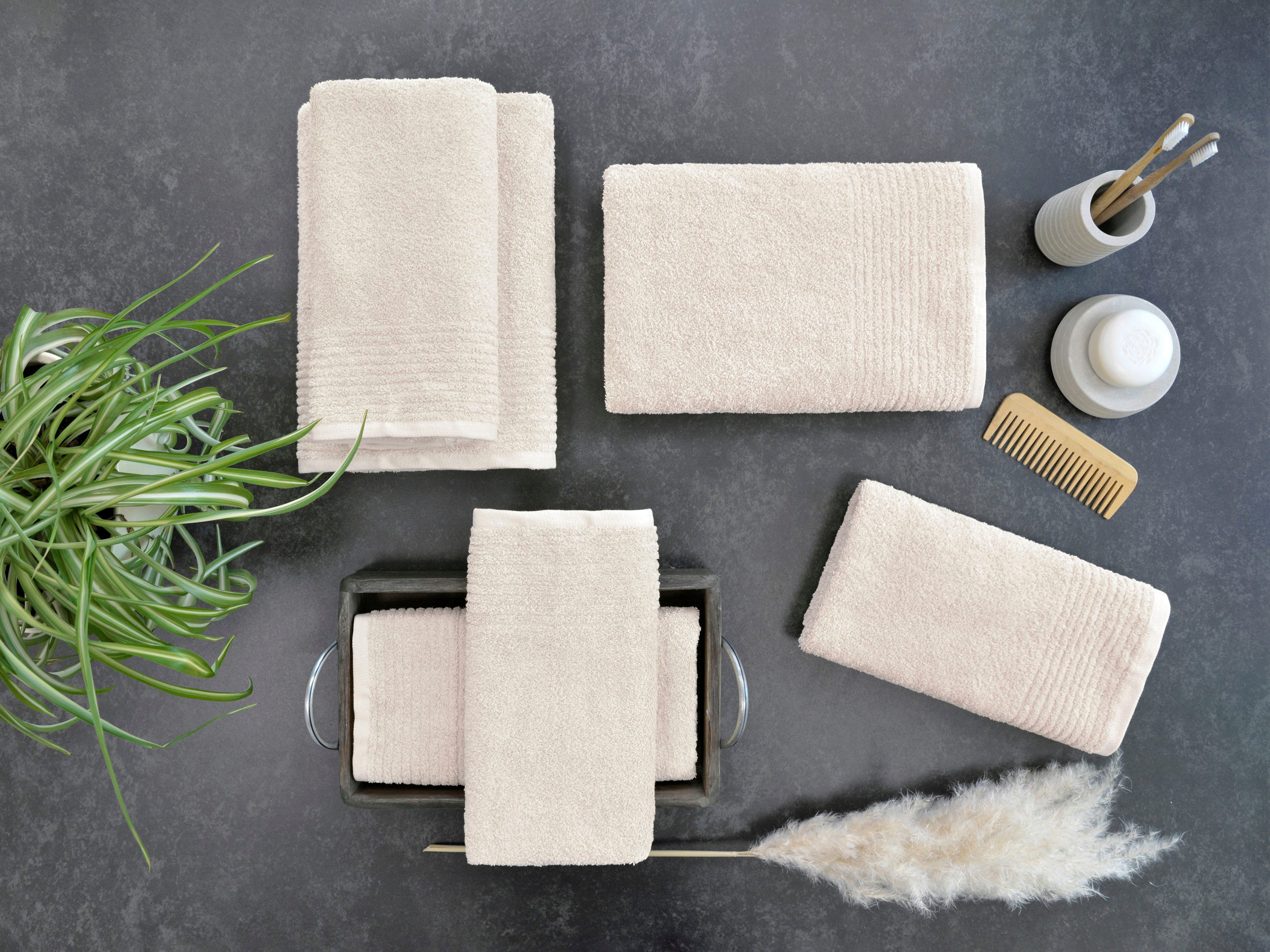 Dyckhoff Handtuch Set Brillant, Walkfrottee (Set, 6-St), mit Streifenbordür günstig online kaufen