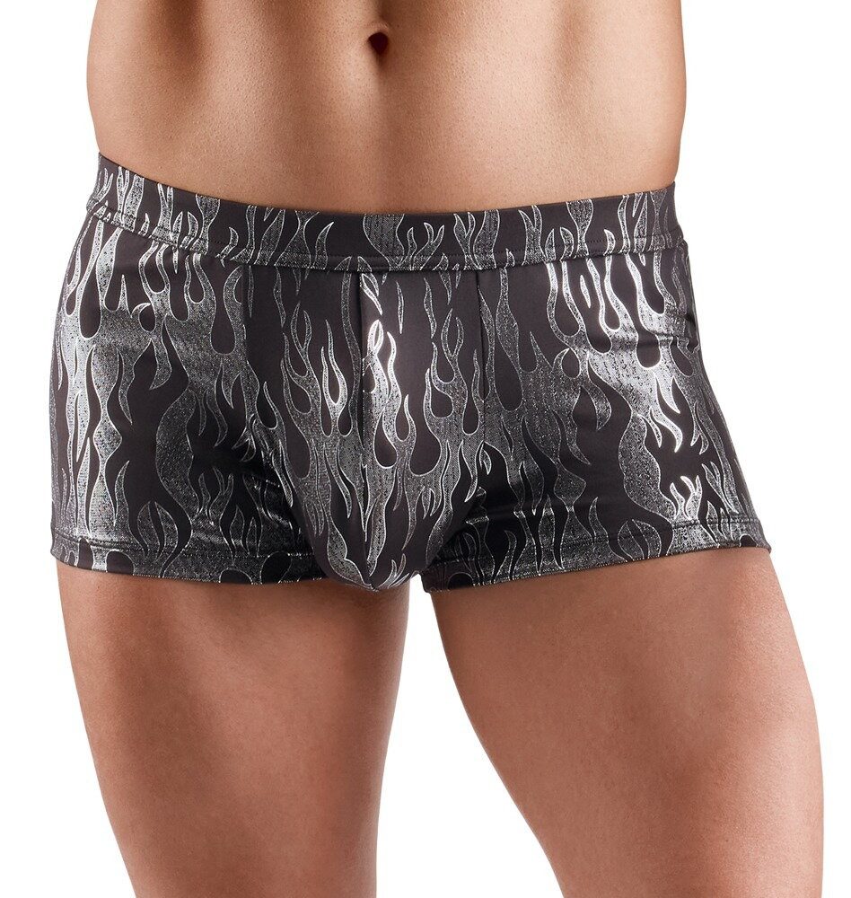 Boxershorts Boxershorts mit Flammenmuster im Metallic-Design - silber