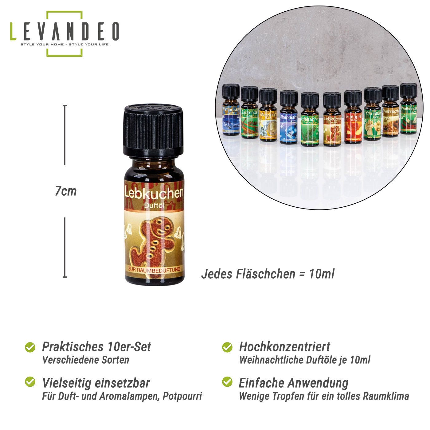 Levandeo® Duftlampe, 10er Set Weihnachtsduft Duftöle je 10ml für Duftlampen Raumduft