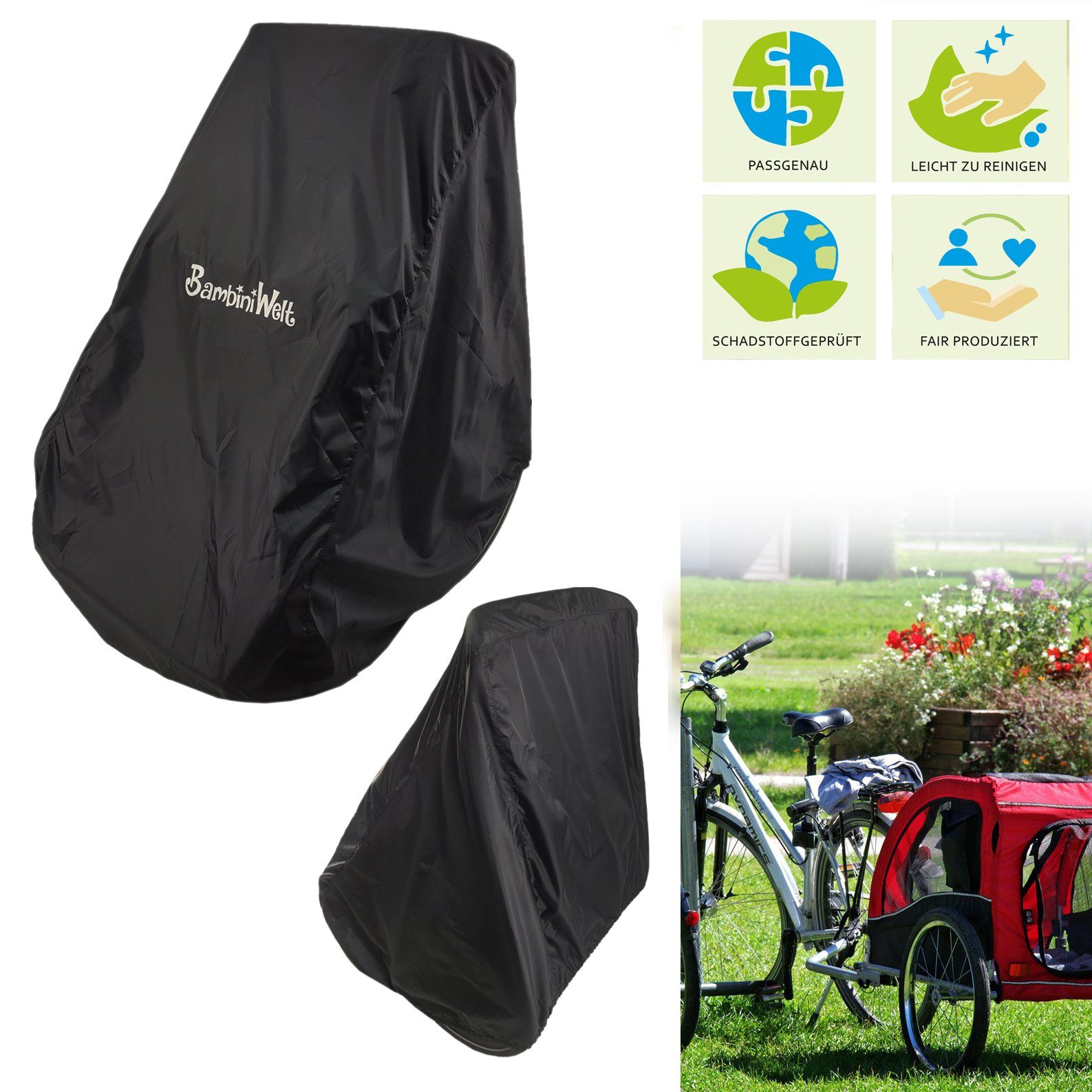 BambiniWelt by Rafael K. Kinderwagen-Regenschutzhülle Faltgarage für Fahrradanhänger universal Abdeckung Regenschutz, wasserdicht