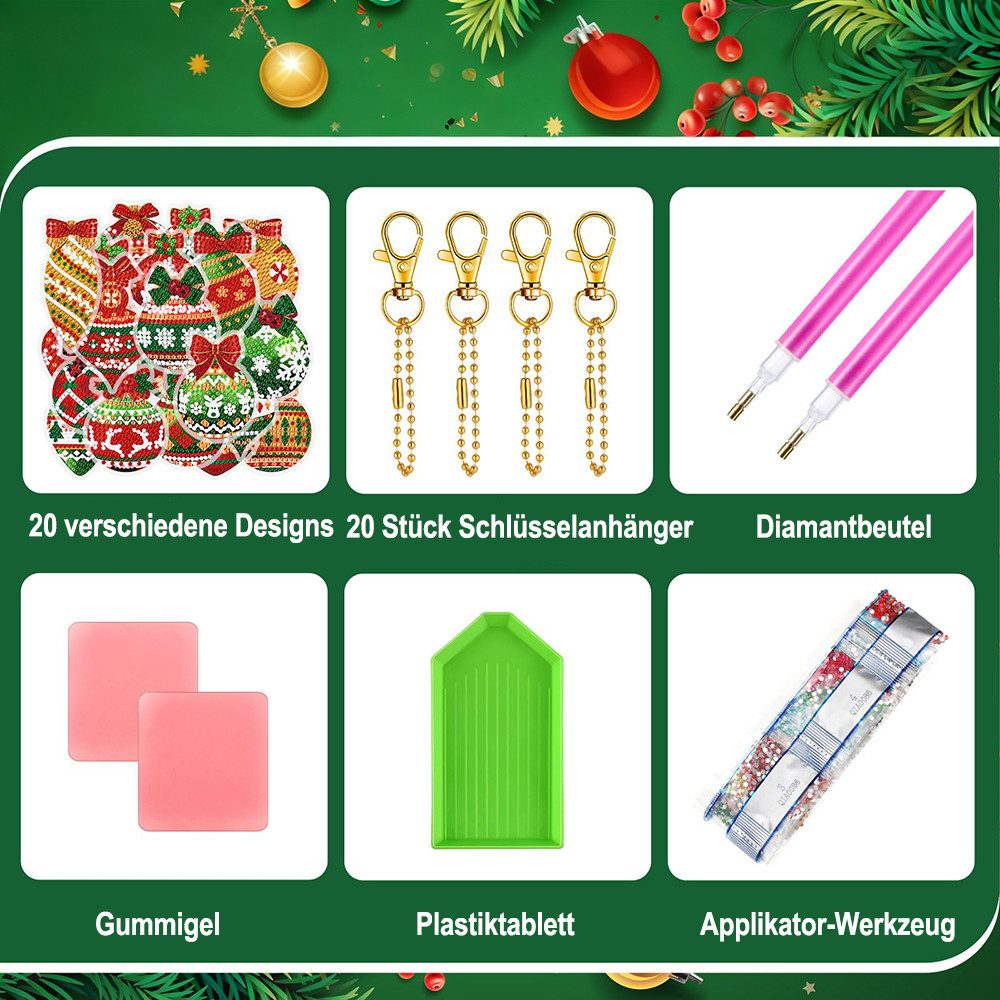CLTYQ Schlüsselanhänger 20 Stück 5D Diamantmalerei günstig online kaufen