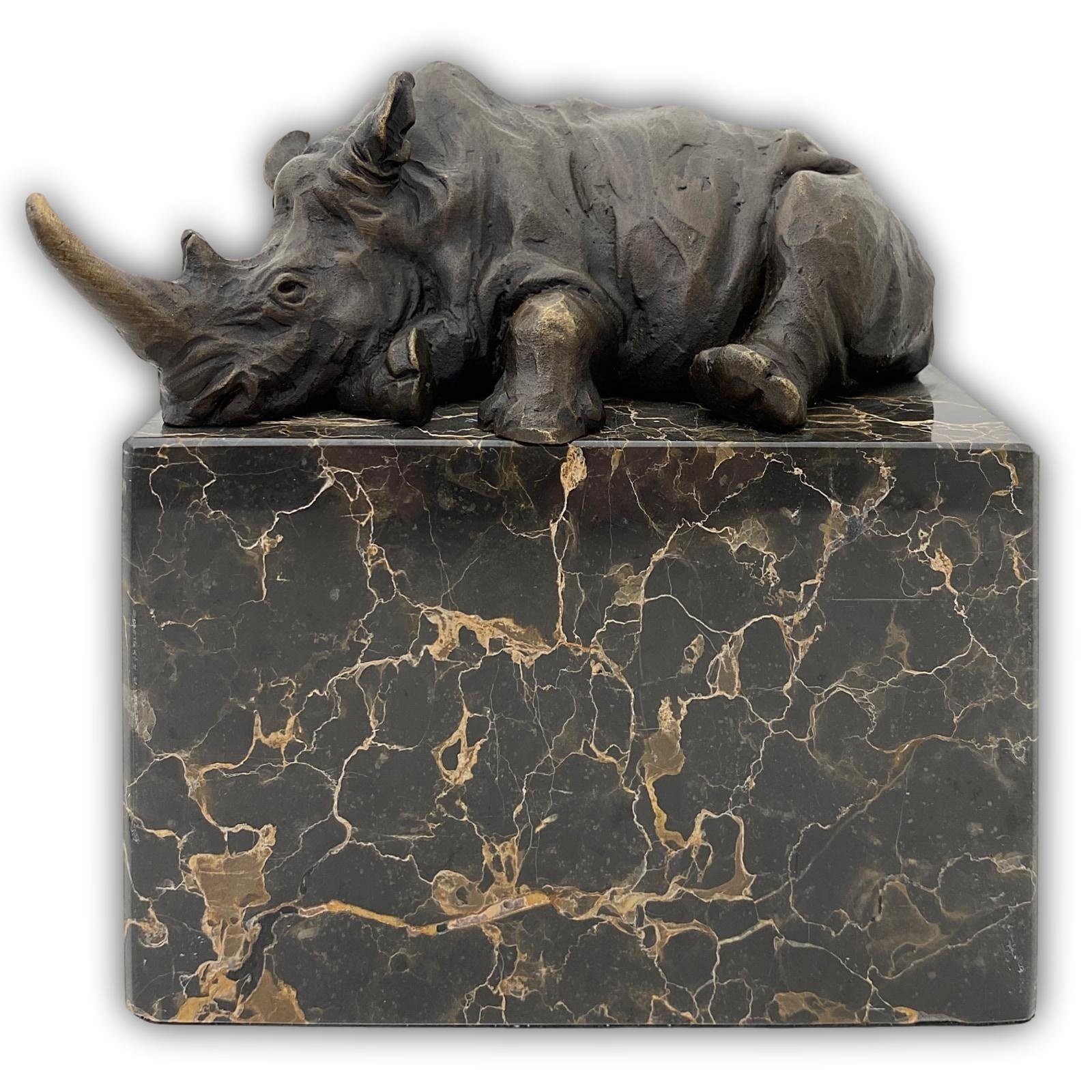 Aubaho Skulptur Skulptur Nashorn Rhinozeros Bronzeskulptur Statue Figur Bronze Antik-S