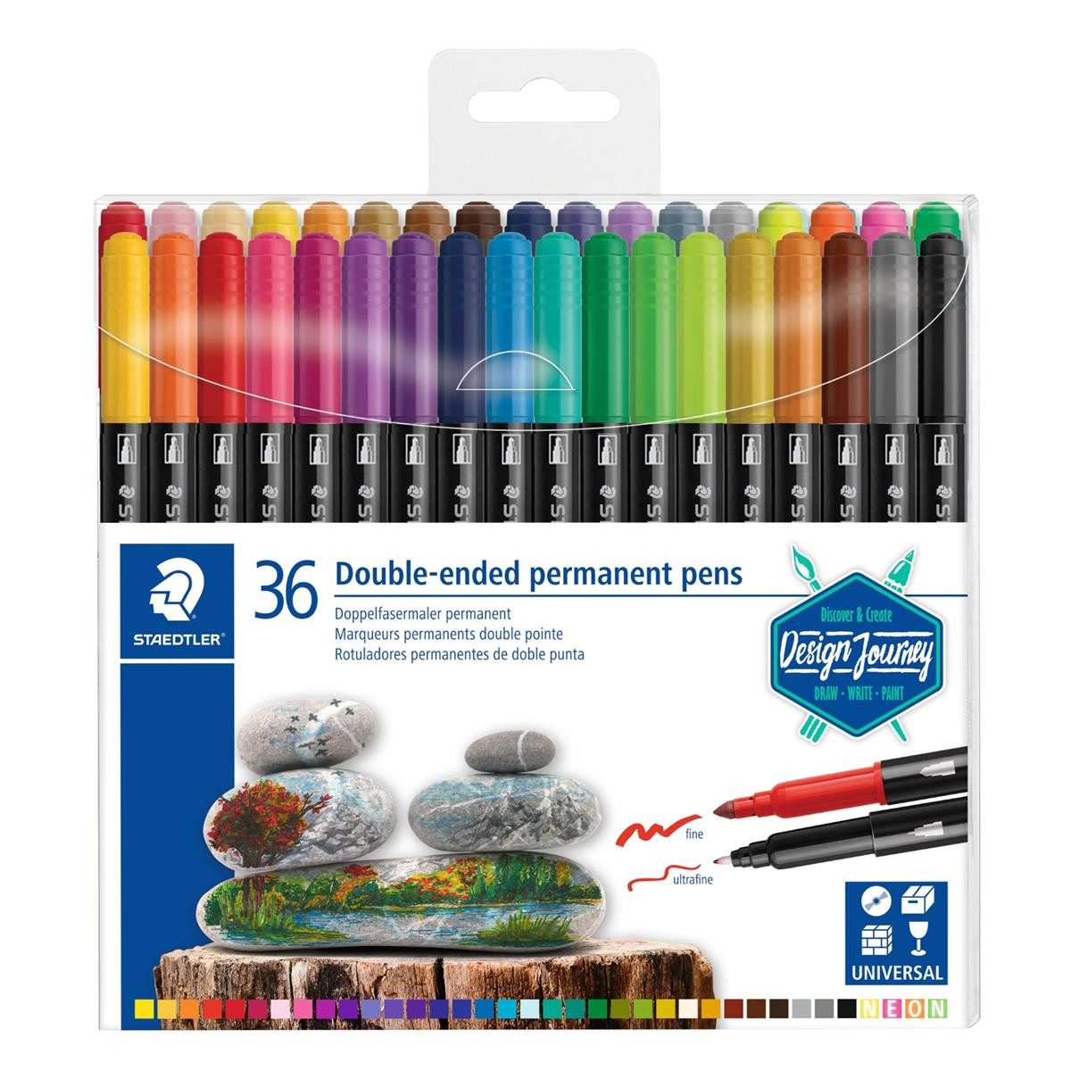 STAEDTLER Faserstift STAEDTLER 3187 Doppelfasermaler - 0,5 + 3 mm - permanent - 36er Etui