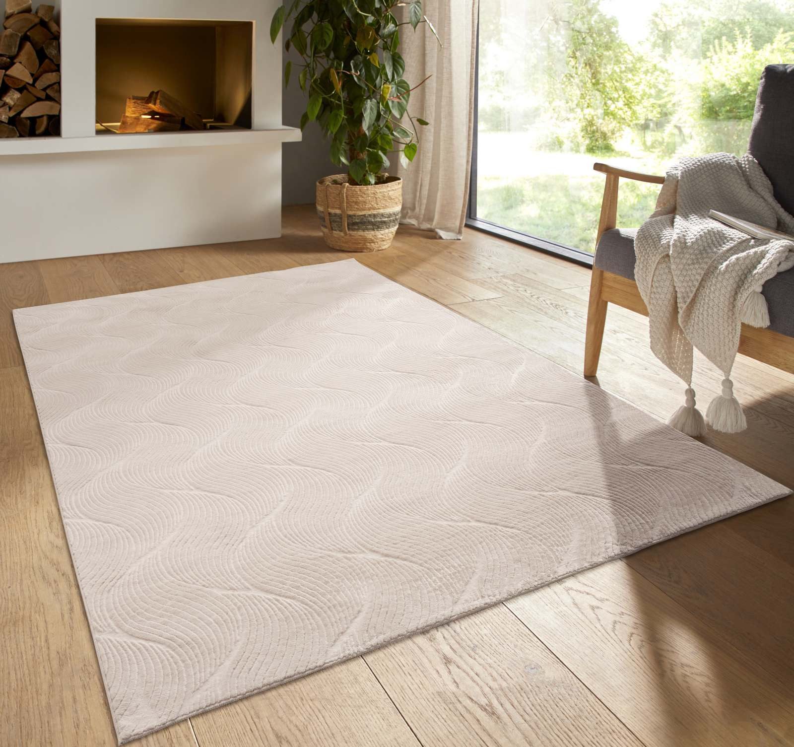 TaCa Home Teppich Kurzflor Teppich Hasenfell Optik, rechteckig, Höhe: 10 mm, Wohnzimmer, Kinderzimmer, Esszimmer, Shell Beige - 50 x 80 cm