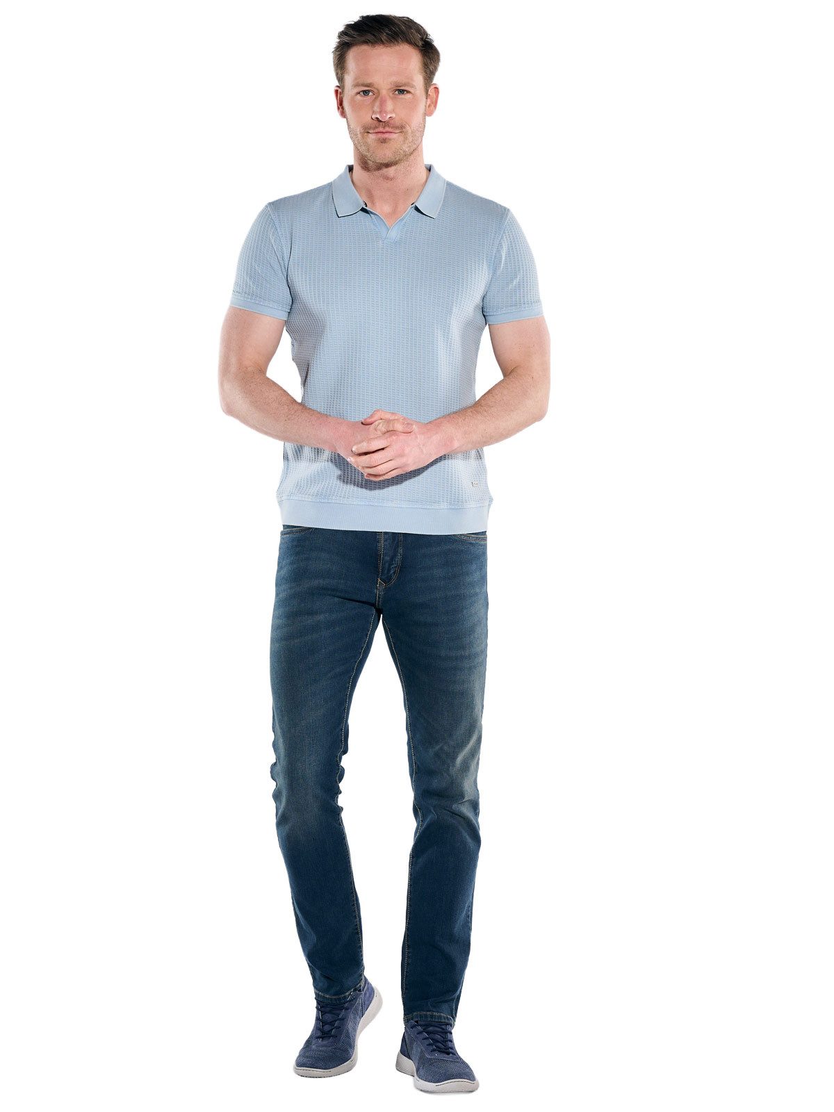 Engbers Poloshirt Herren Poloshirt mit Struktur, Hellblau