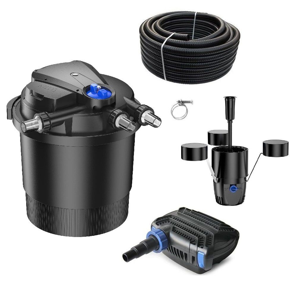 Aquaone Teichfilter AquaOne Teich Filteranlage Set Nr.42 CPA 20000 Druckfilter 50W Eco Teichpumpe Teichgröße bis 40000l Teichschlauch Bachlauf UV Lampe