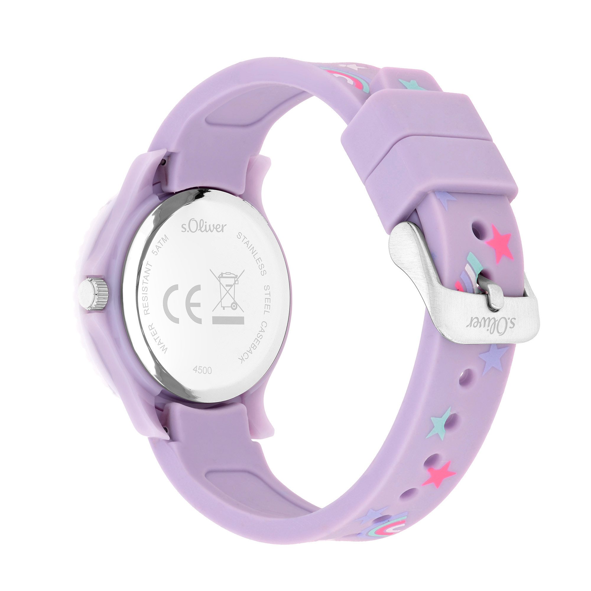 s.Oliver Quarzuhr The Magic Time SO-4500-PQ, Armbanduhr, Silikonarmband, Kinderuhr, Mädchen, analog