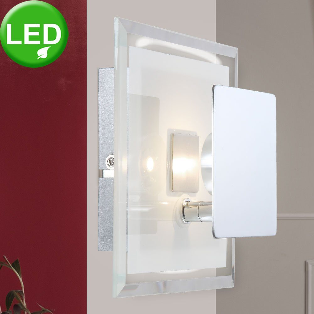 Globo LED Wandleuchte, Leuchtmittel inklusive, Warmweiß, LED Wand Lampe Hausflur Beleuchtung eckige Glas Leuchte satiniert | Deckenlampen
