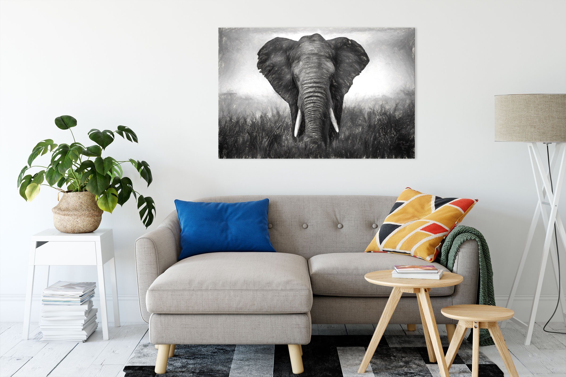 Elefant, inkl. St), Leinwandbild prachtvoller fertig Zackenaufhänger prachtvoller Elefant (1 Leinwandbild Pixxprint bespannt,
