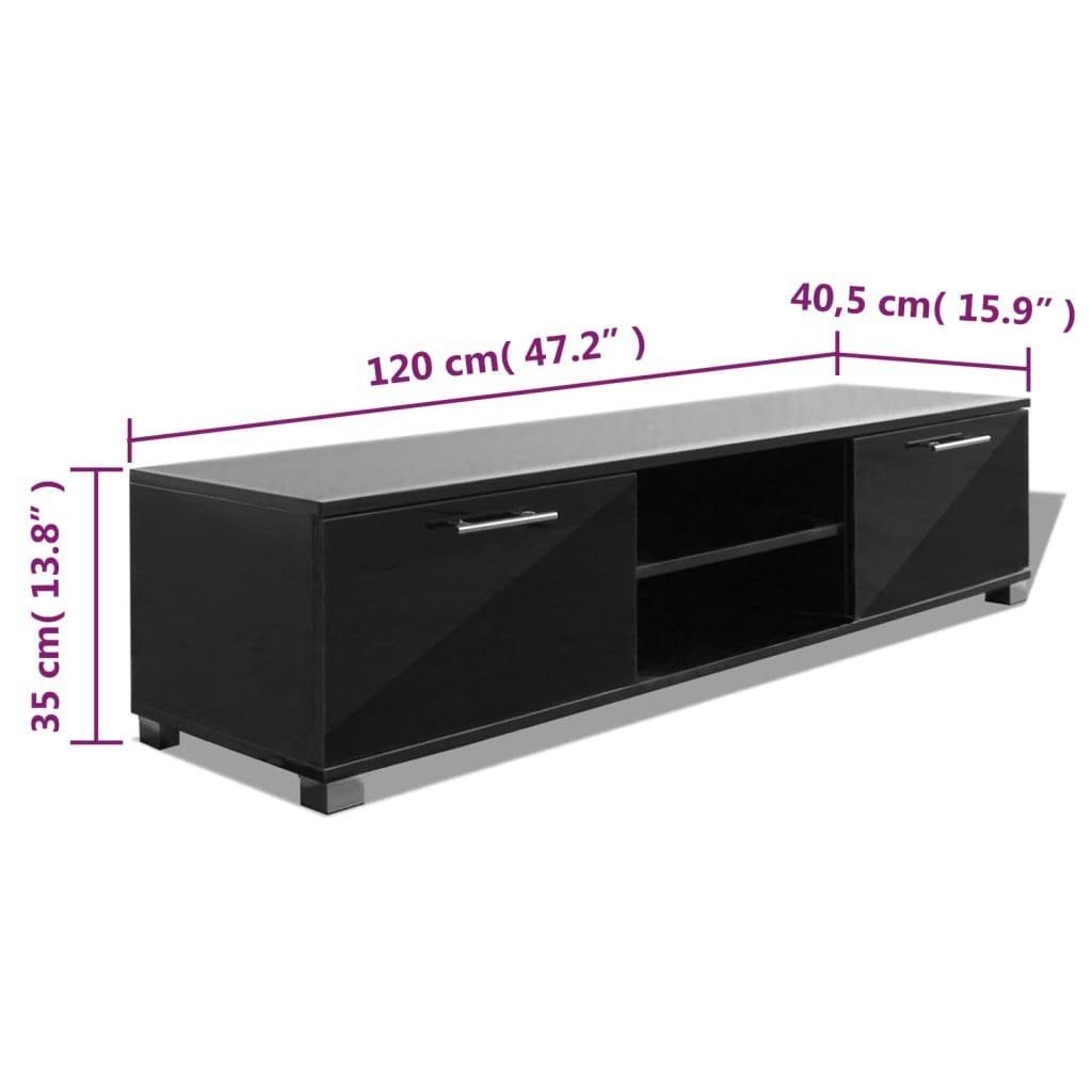 vidaXL TV-Schrank 120x40,5x35 TV-Schrank cm Hochglanz-Schwarz (1-St)